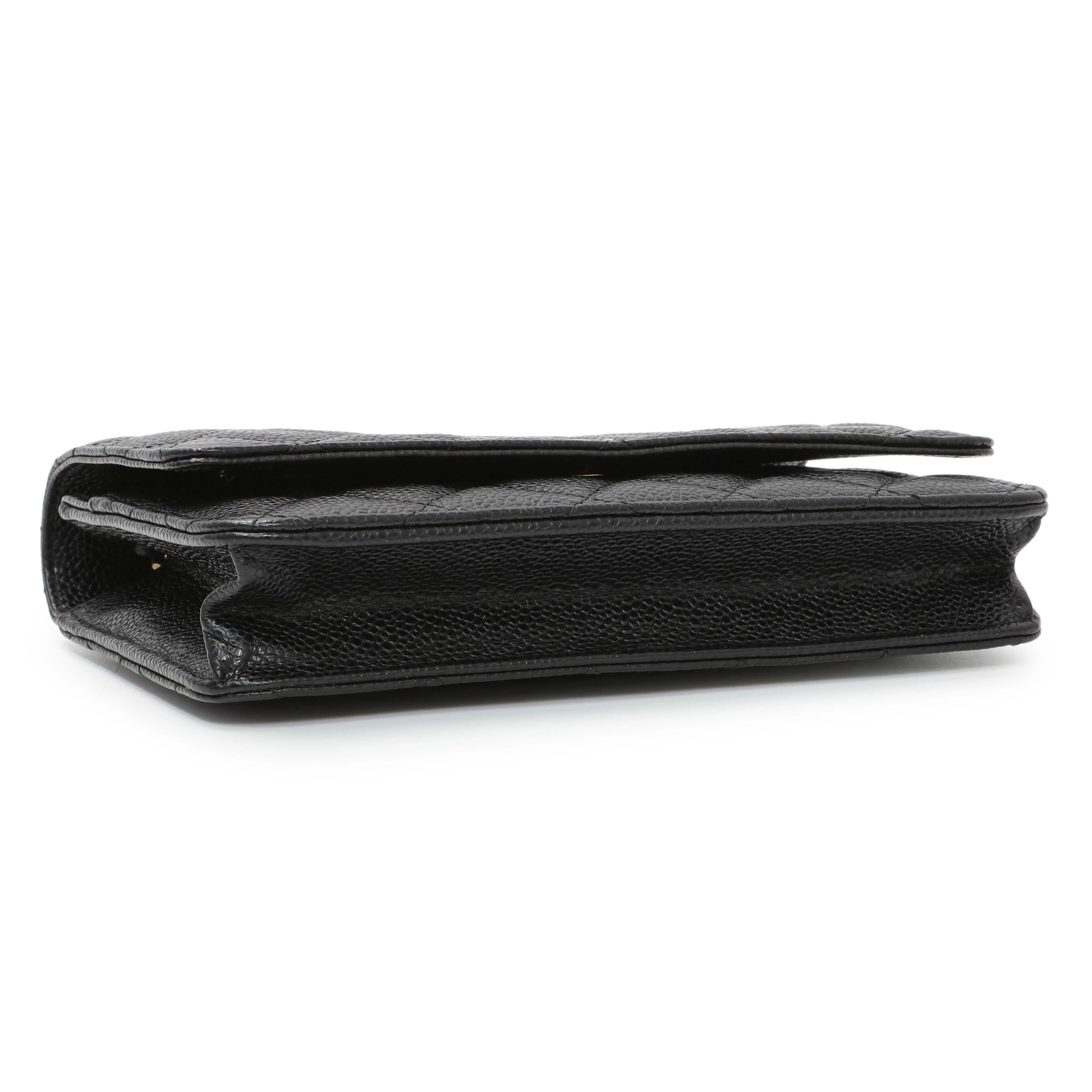 Chanel Black Caviar Quilted Wallet on Chain - Image 3