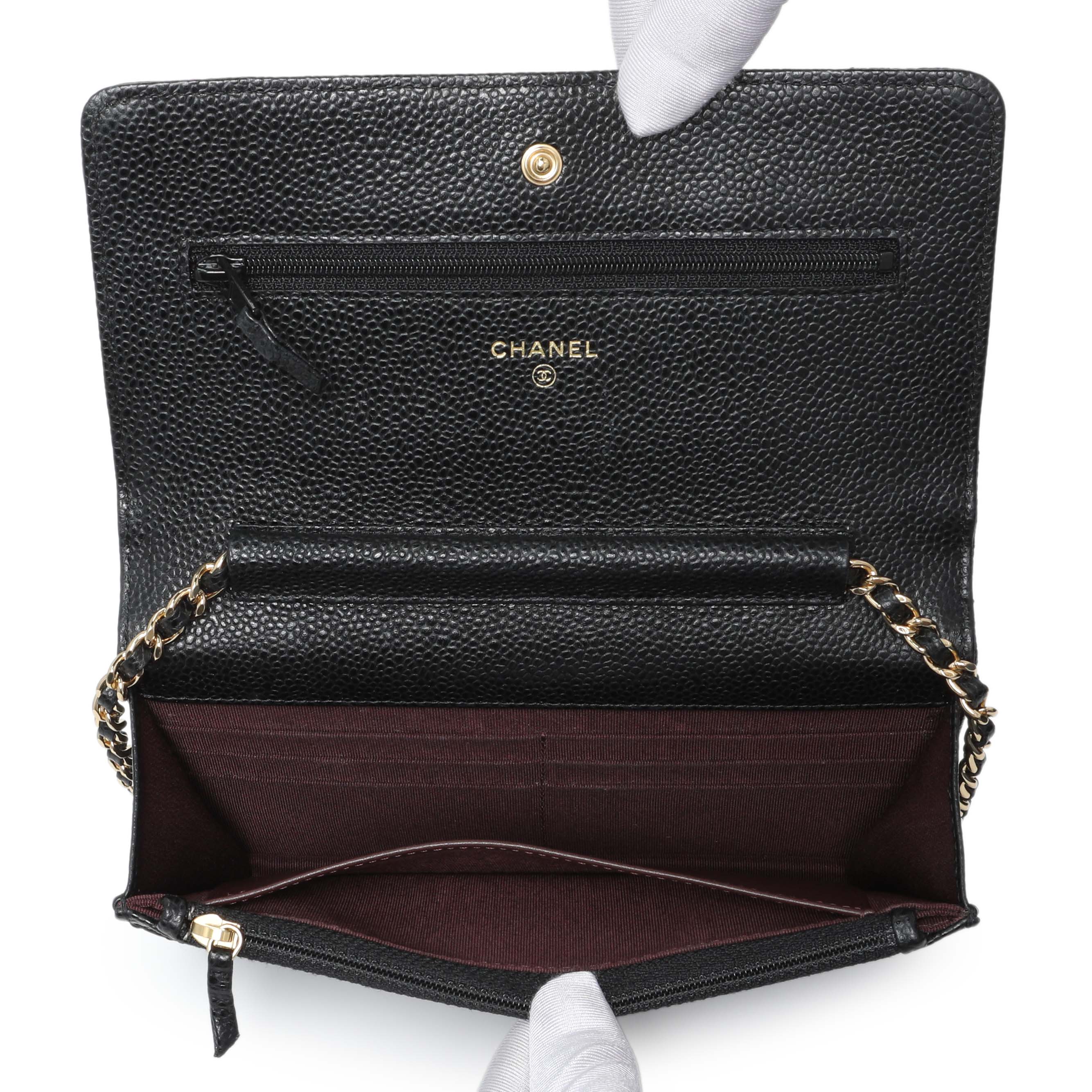 Chanel Black Caviar Quilted Wallet on Chain - Image 4