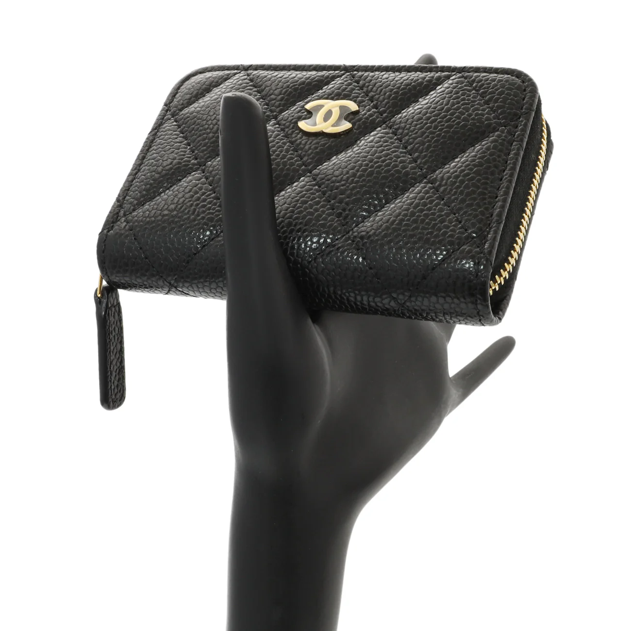 Chanel Black Caviar Quilted Zip Coin Purse - Image 7