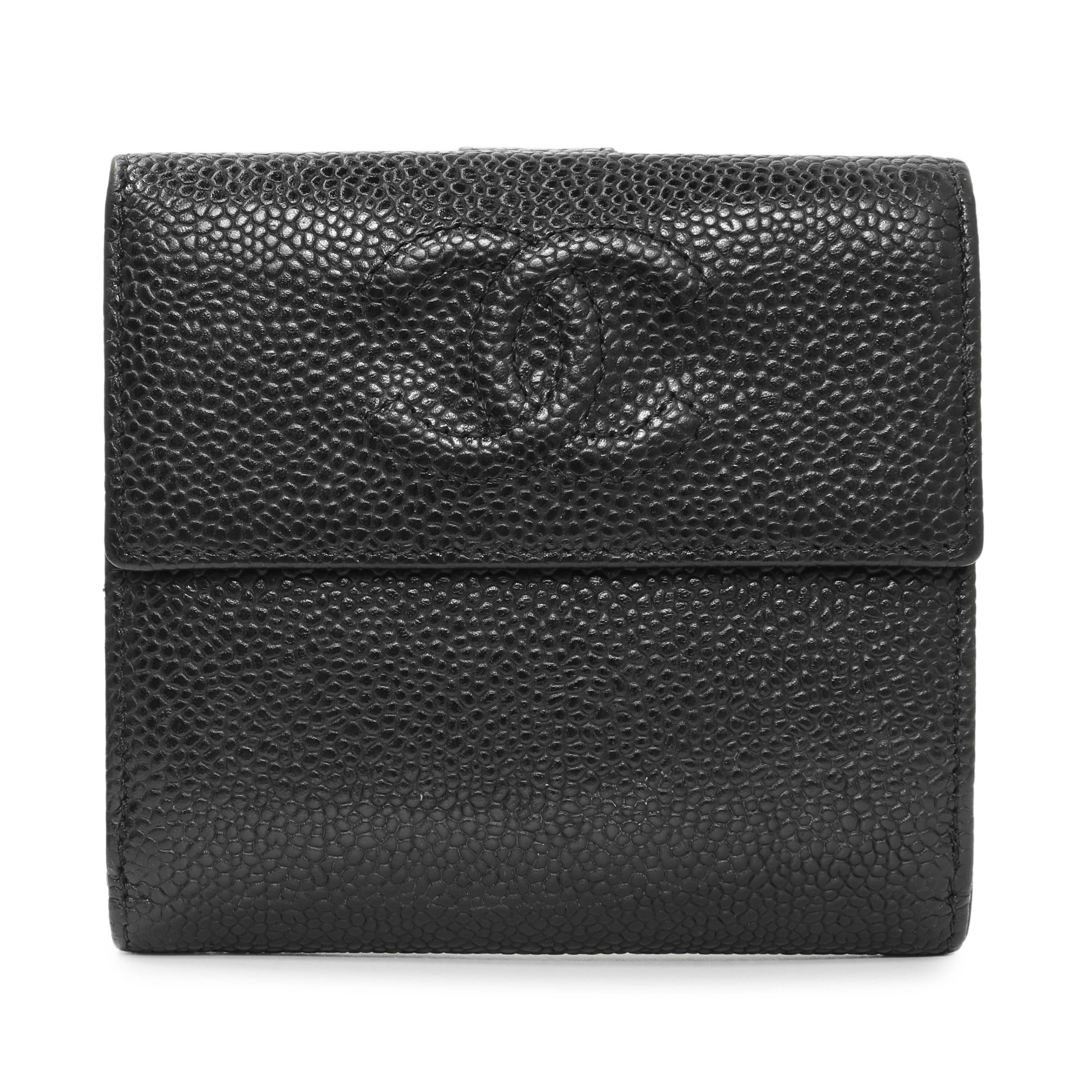 Chanel Black Caviar Timeless CC Compact Wallet