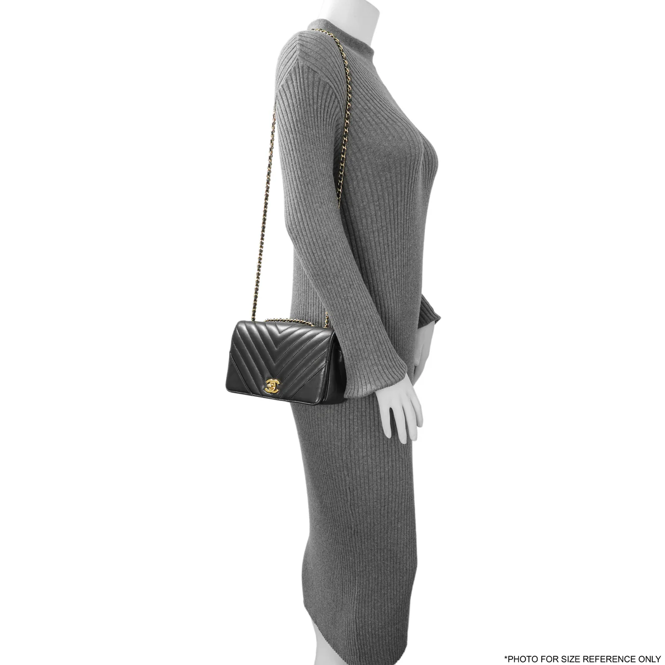Chanel Black Chevron Quilted Calfskin Mini Statement Flap - Image 11