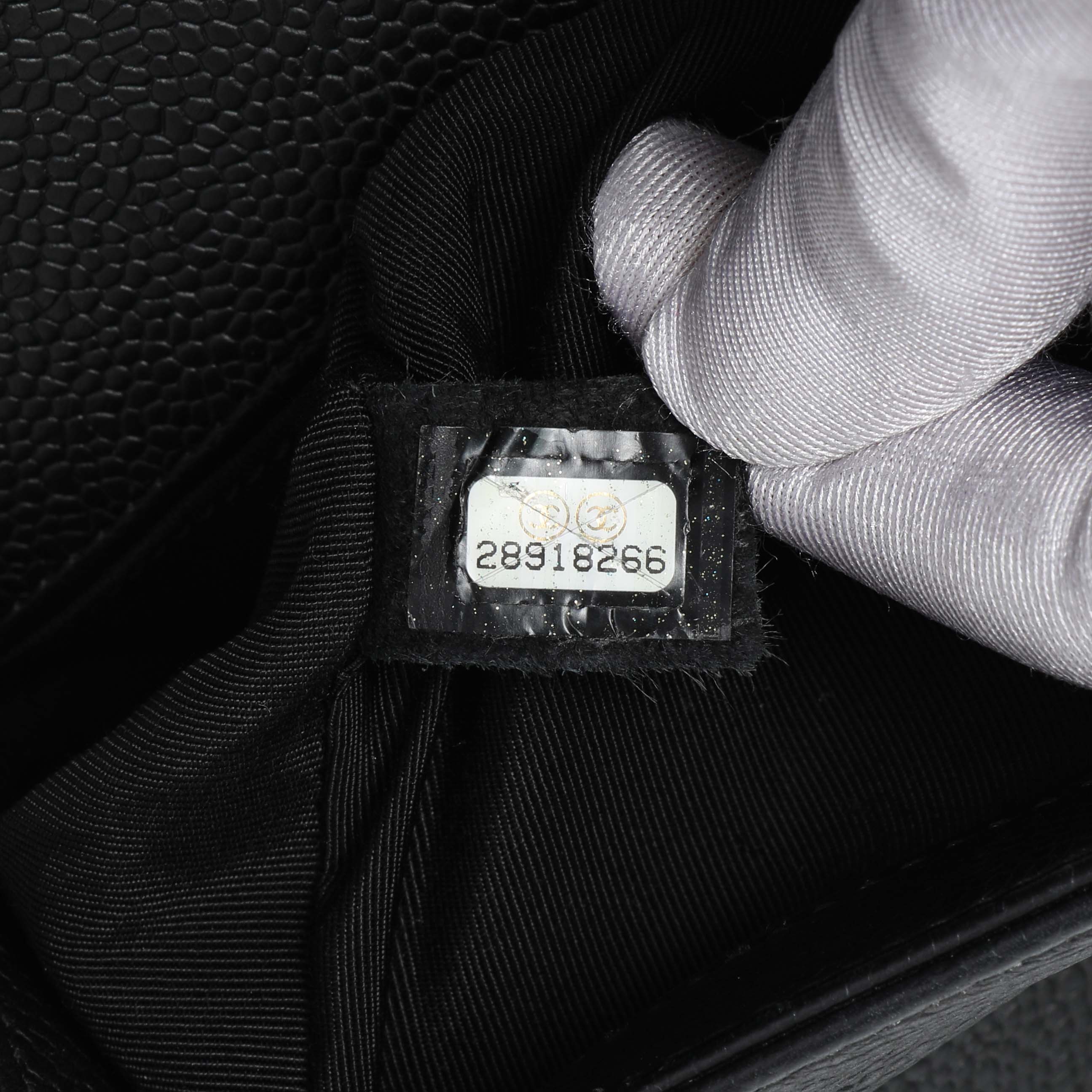 Chanel Black Chevron Quilted Caviar Medium Boy Flap - Image 10