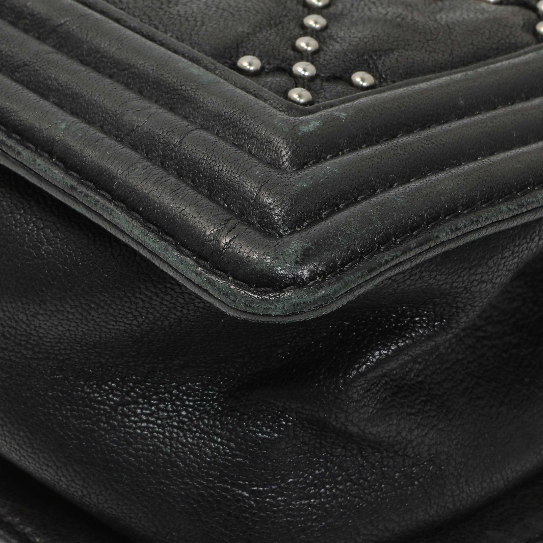 Chanel Black Crumpled Lambskin Small Studded Boy Bag - Image 8