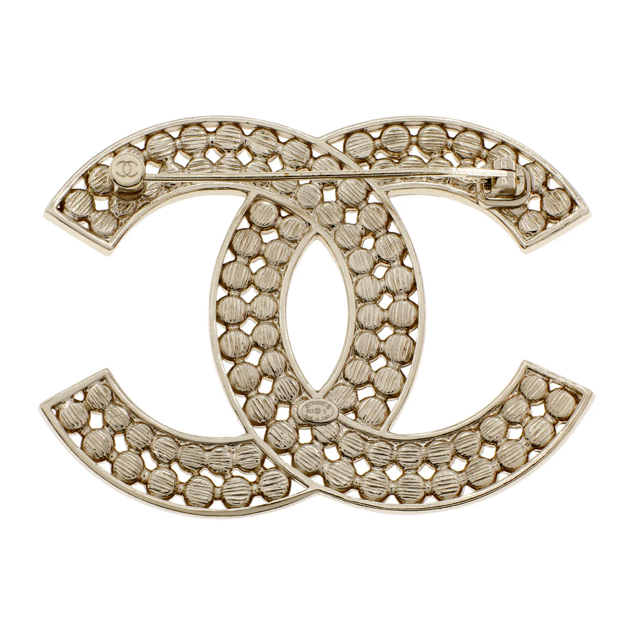 Chanel Black Crystal CC Brooch - Image 2