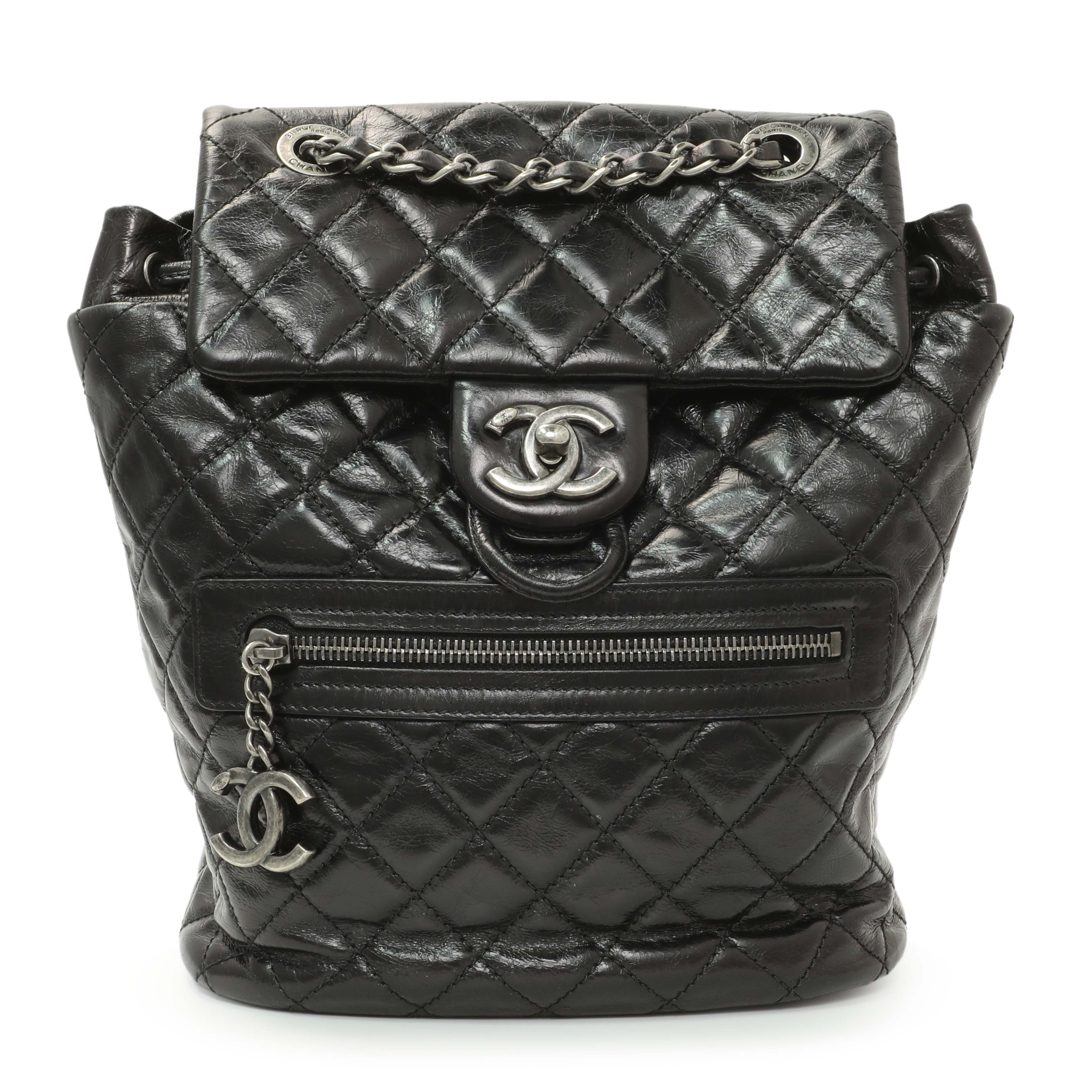 Chanel Black Glazed Calfskin Salzburg Mountain Backpack