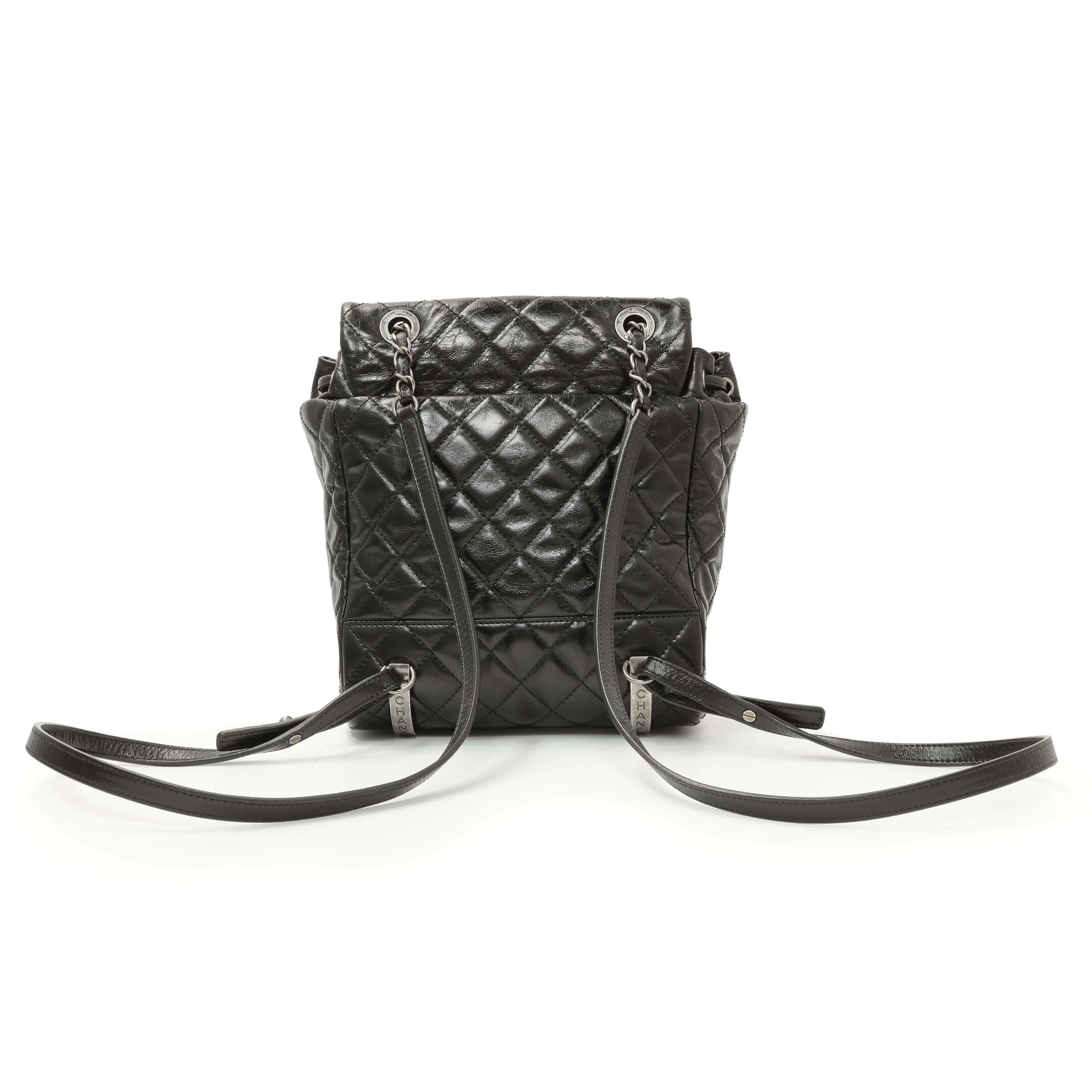Chanel Black Glazed Calfskin Salzburg Mountain Backpack - Image 2