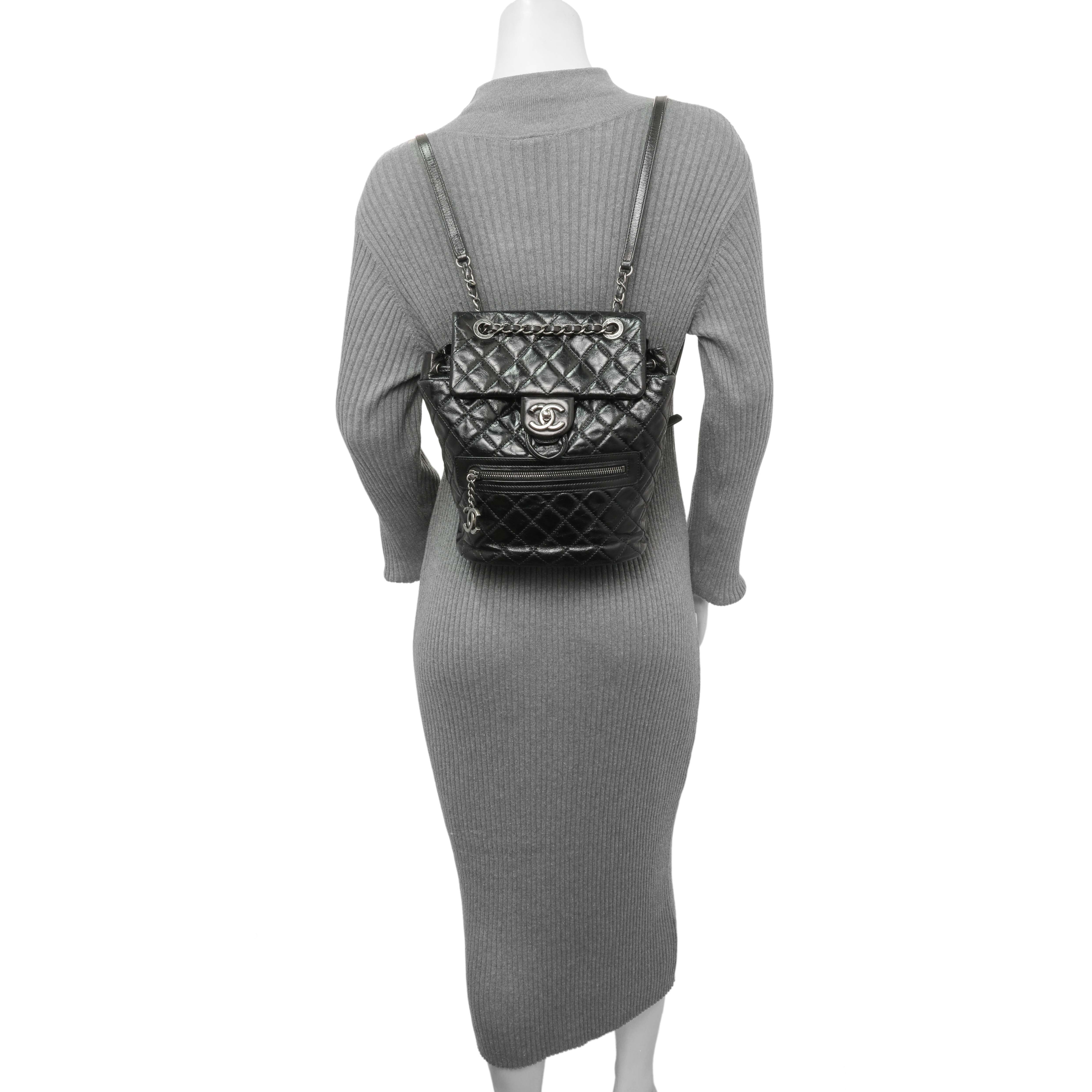 Chanel Black Glazed Calfskin Salzburg Mountain Backpack - Image 7