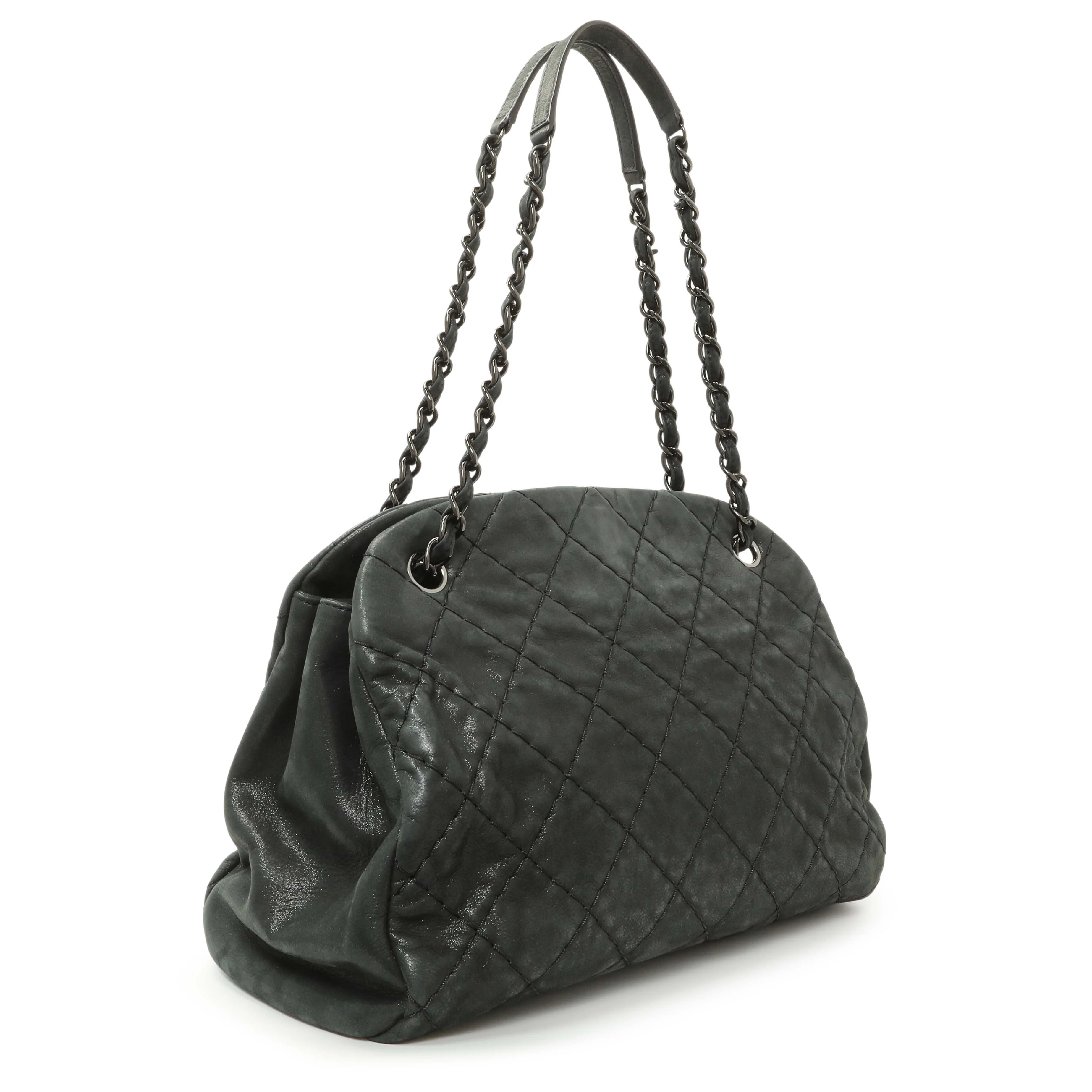 Chanel Black Iridescent Calfskin Quilted Large Just Mademoiselle Bowling Bag - Image 2
