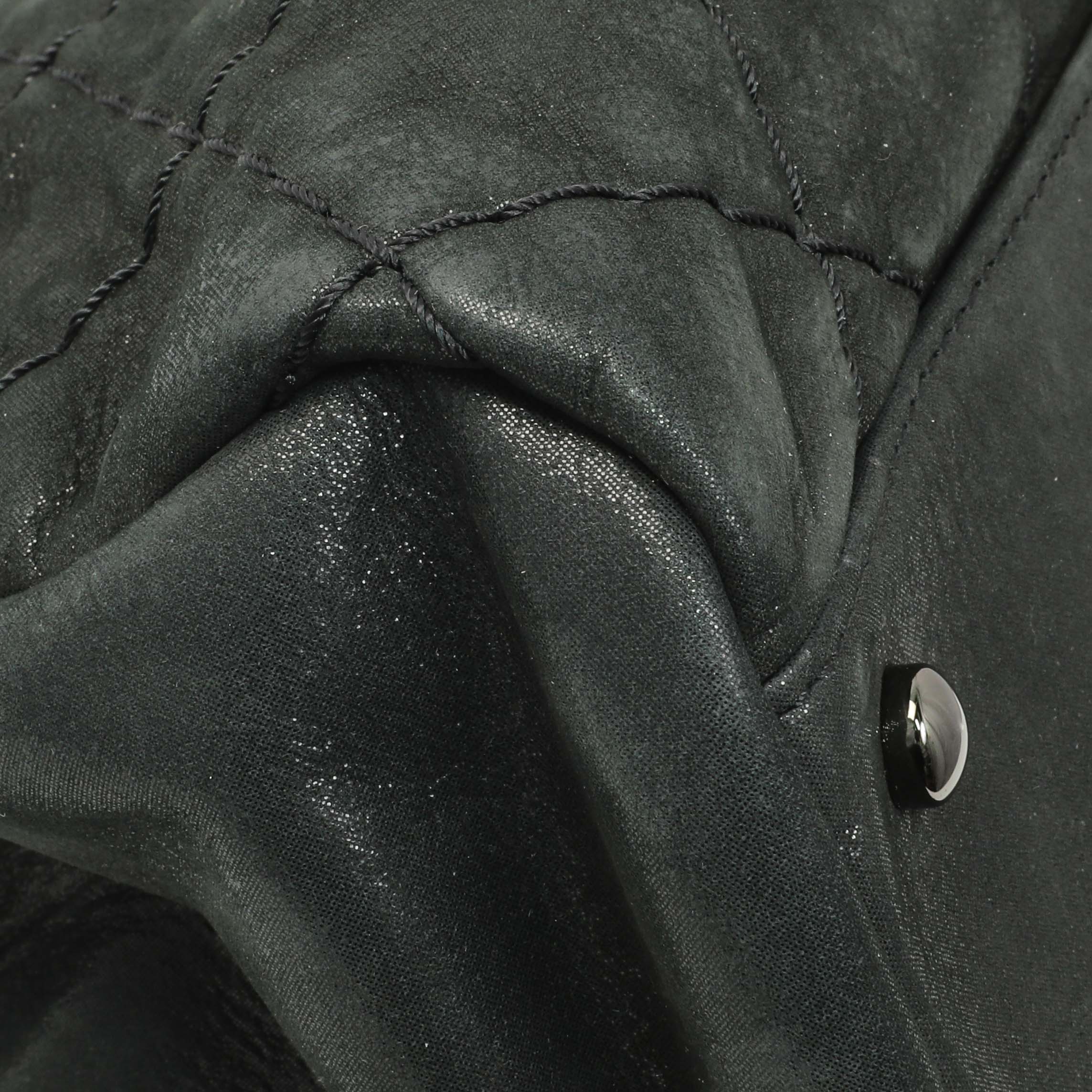 Chanel Black Iridescent Calfskin Quilted Large Just Mademoiselle Bowling Bag - Image 6