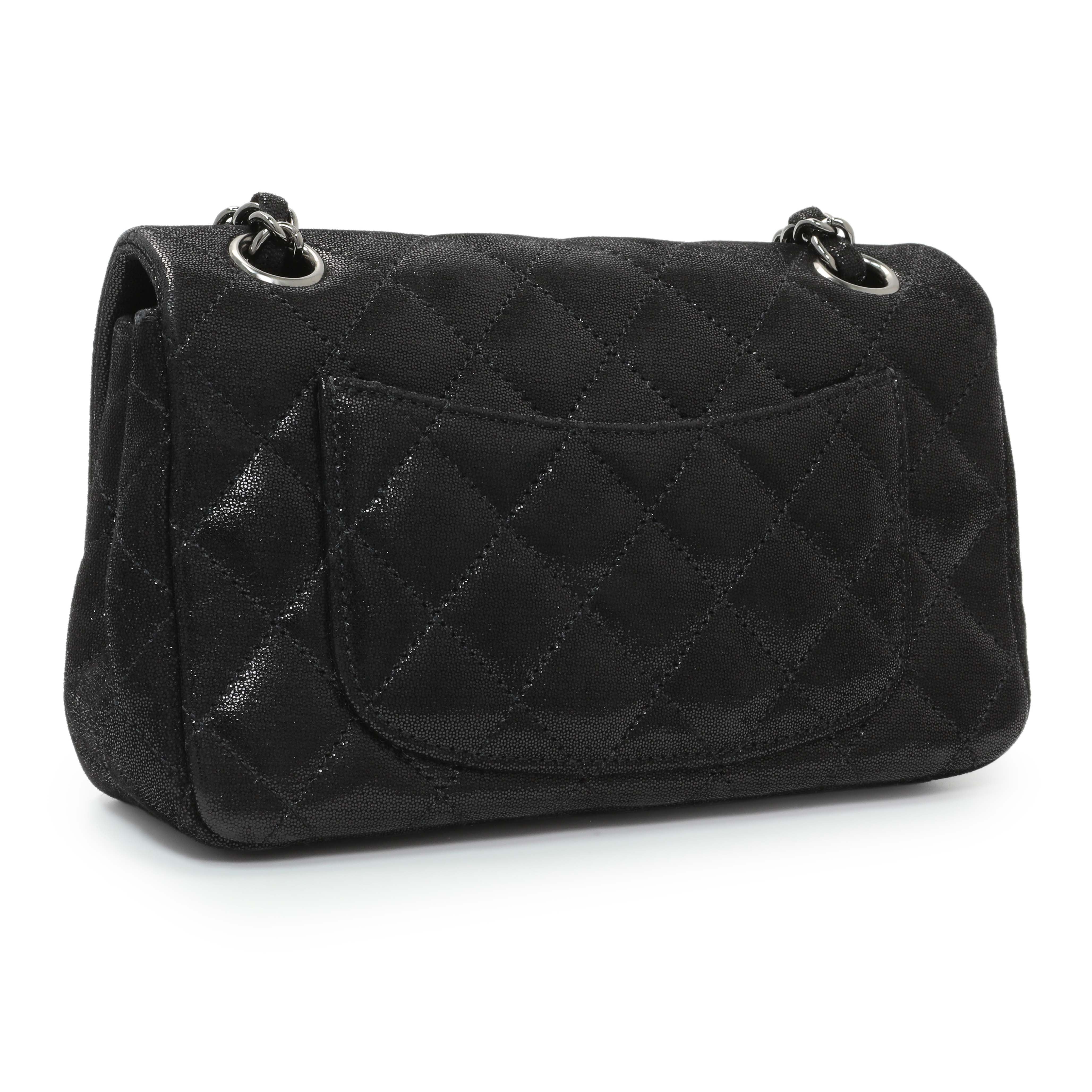 Chanel Black Irridescent Calfskin Crystal CC Mini Flap - Image 2