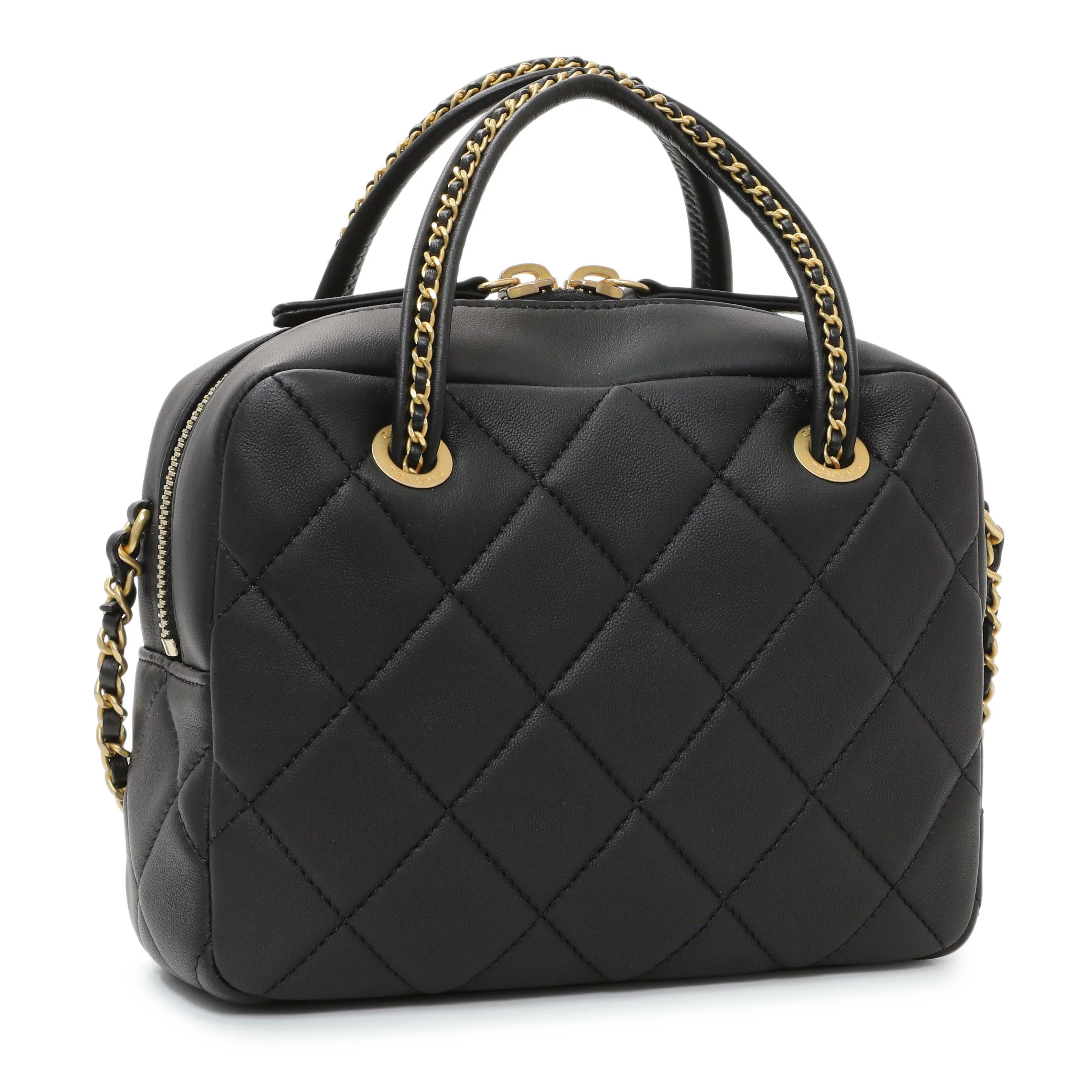 Chanel Black Lambskin Mini Bowling Bag - Image 2
