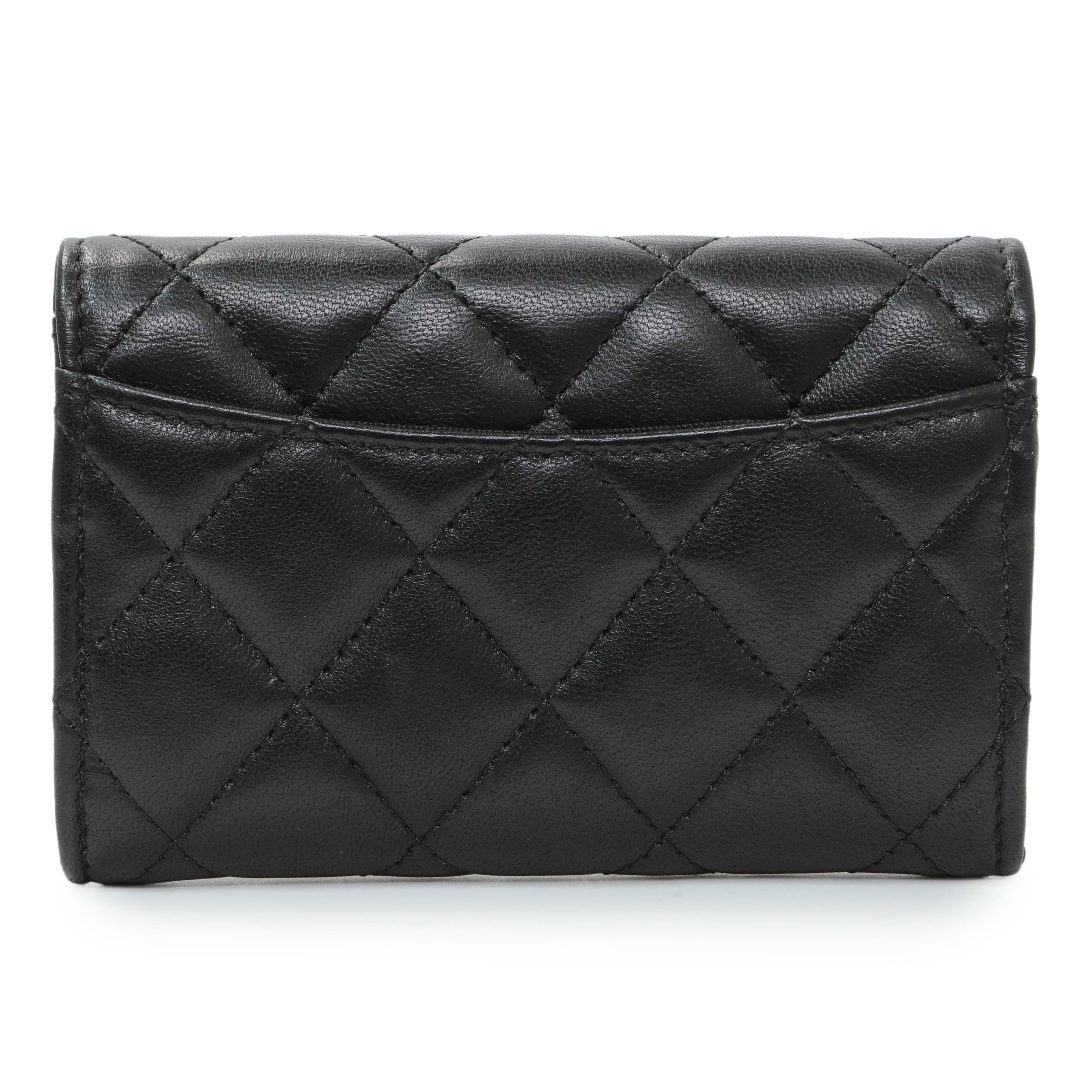 Chanel Black Lambskin Quilted Flap Card Holder Wallet - Image 2