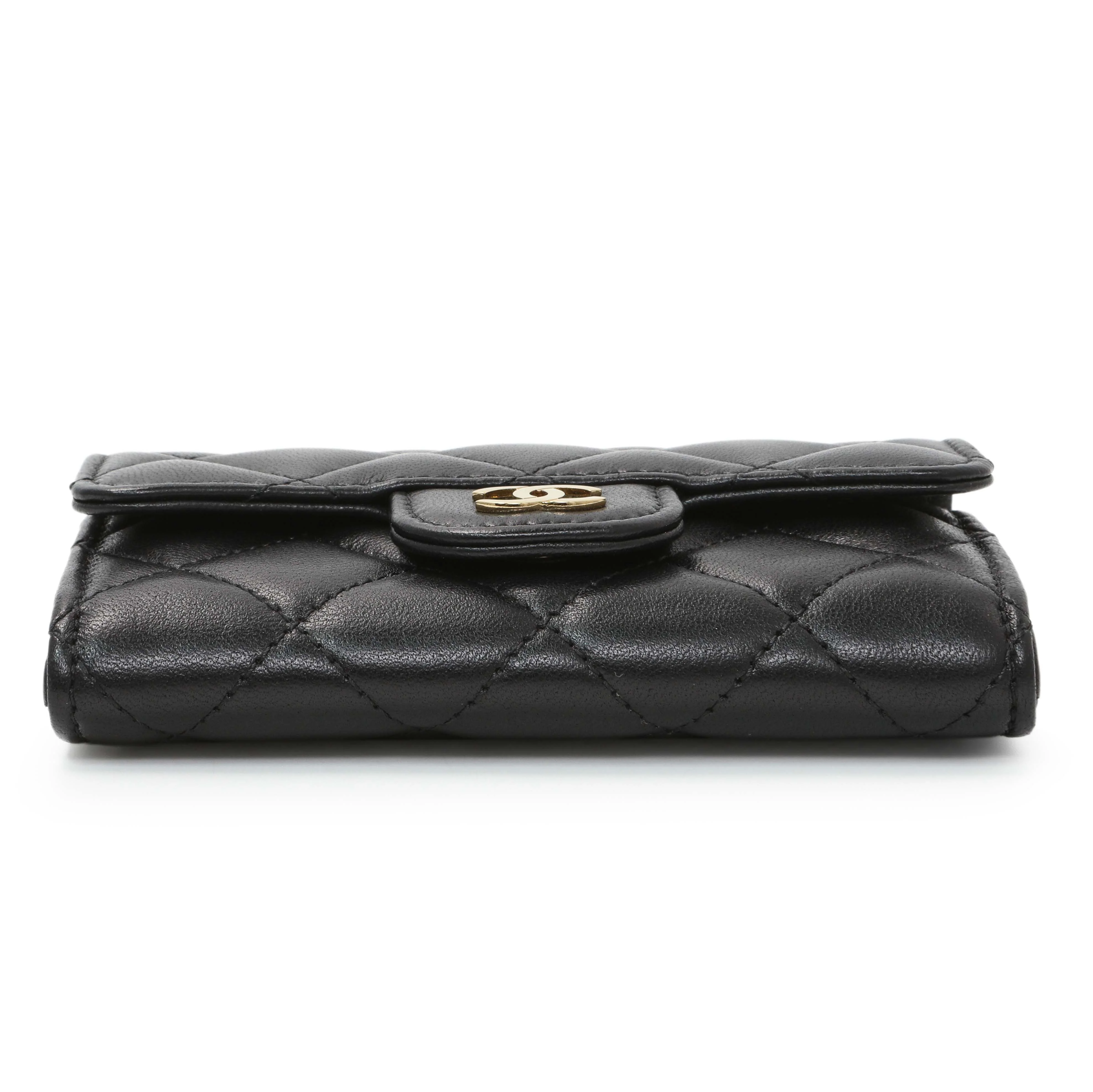 Chanel Black Lambskin Quilted Flap Card Holder Wallet - Image 3