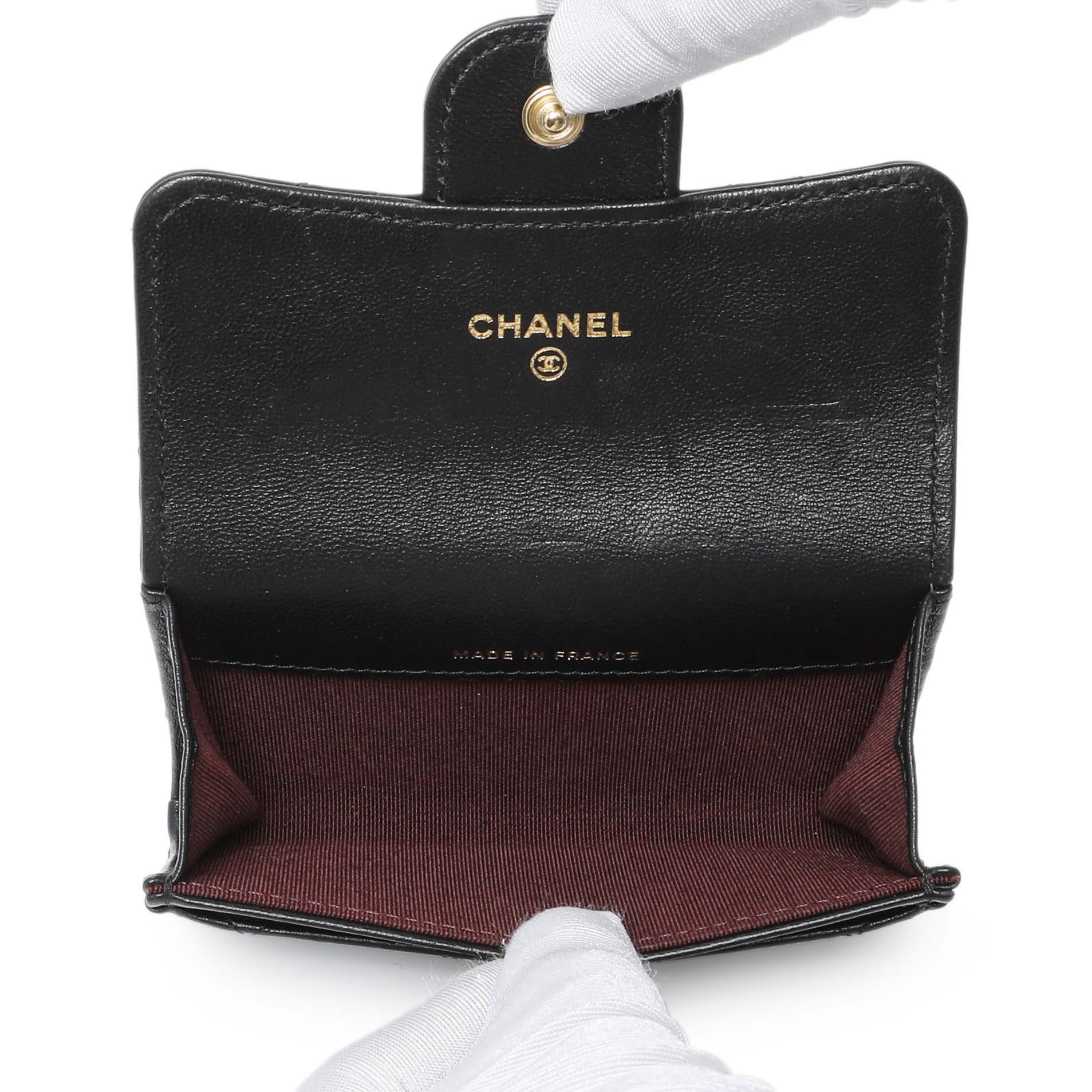 Chanel Black Lambskin Quilted Flap Card Holder Wallet - Image 4