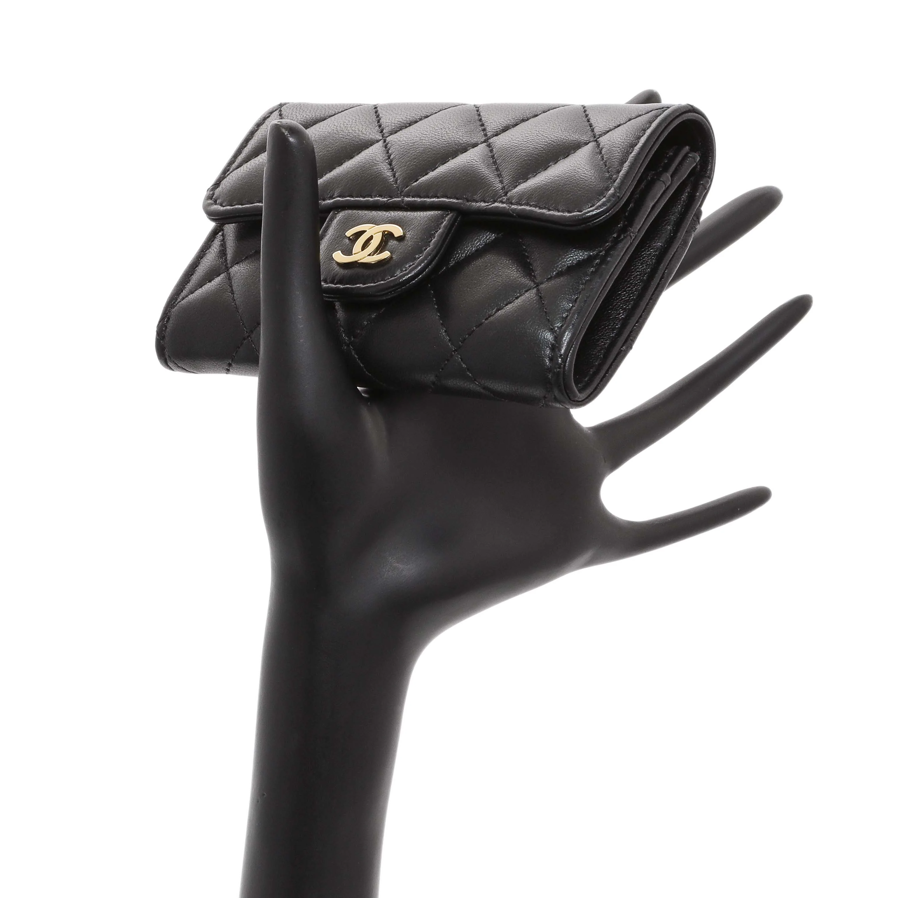 Chanel Black Lambskin Quilted Flap Card Holder Wallet - Image 8