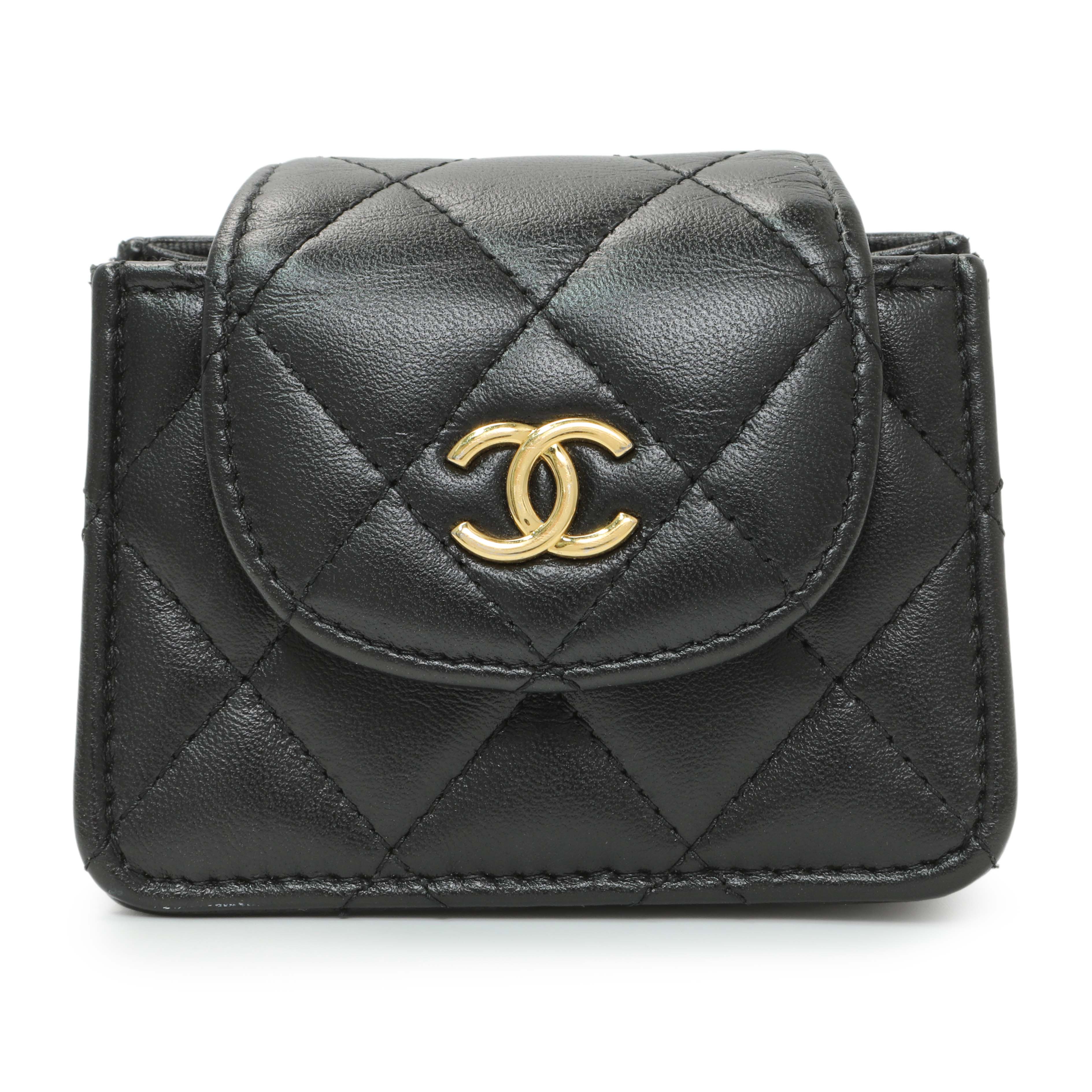 Chanel Black Lambskin Quilted Mini Acccordion Clutch With Chain - Image 2