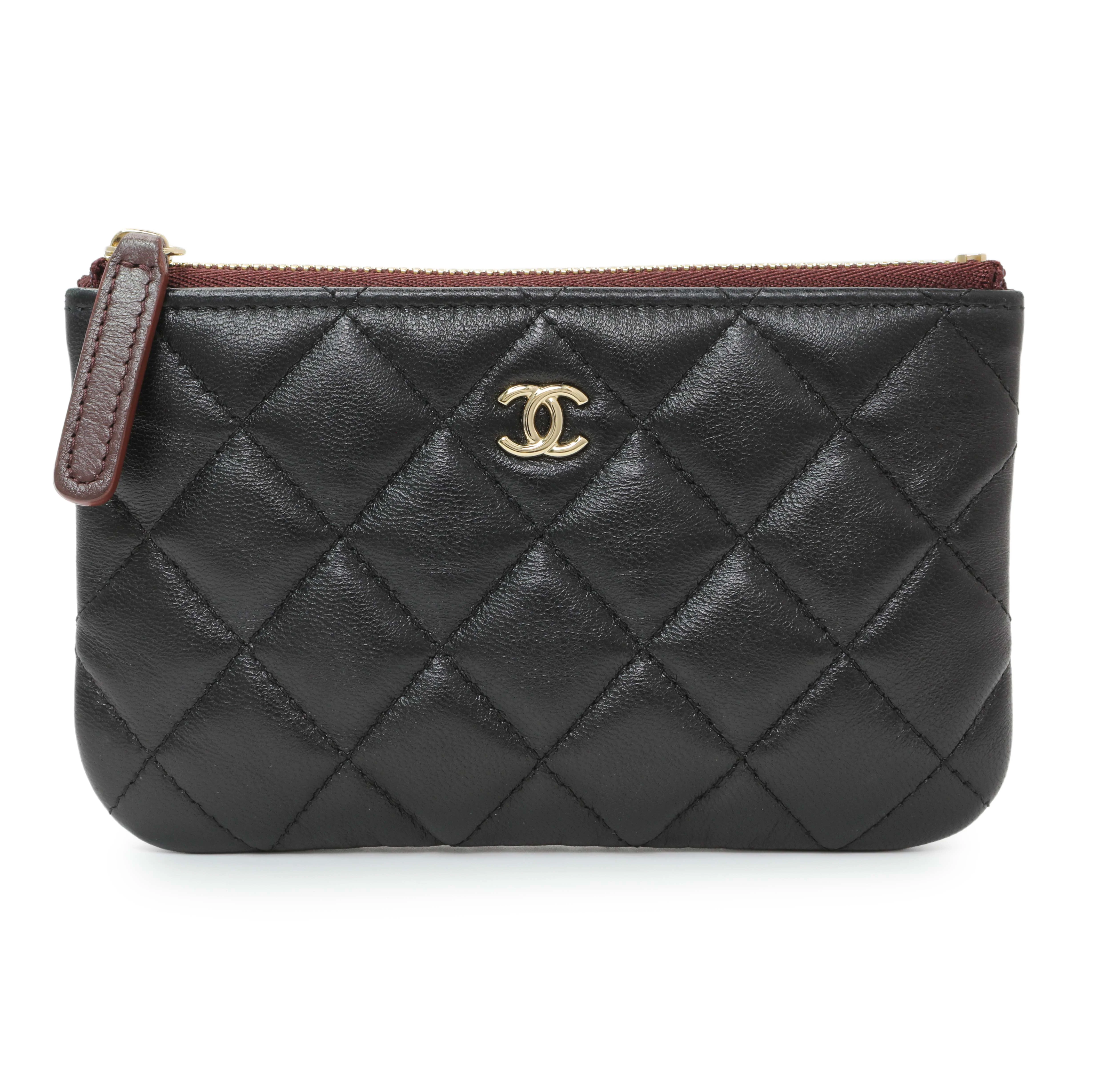 Chanel Black Lambskin Quilted Small Cosmetic Case