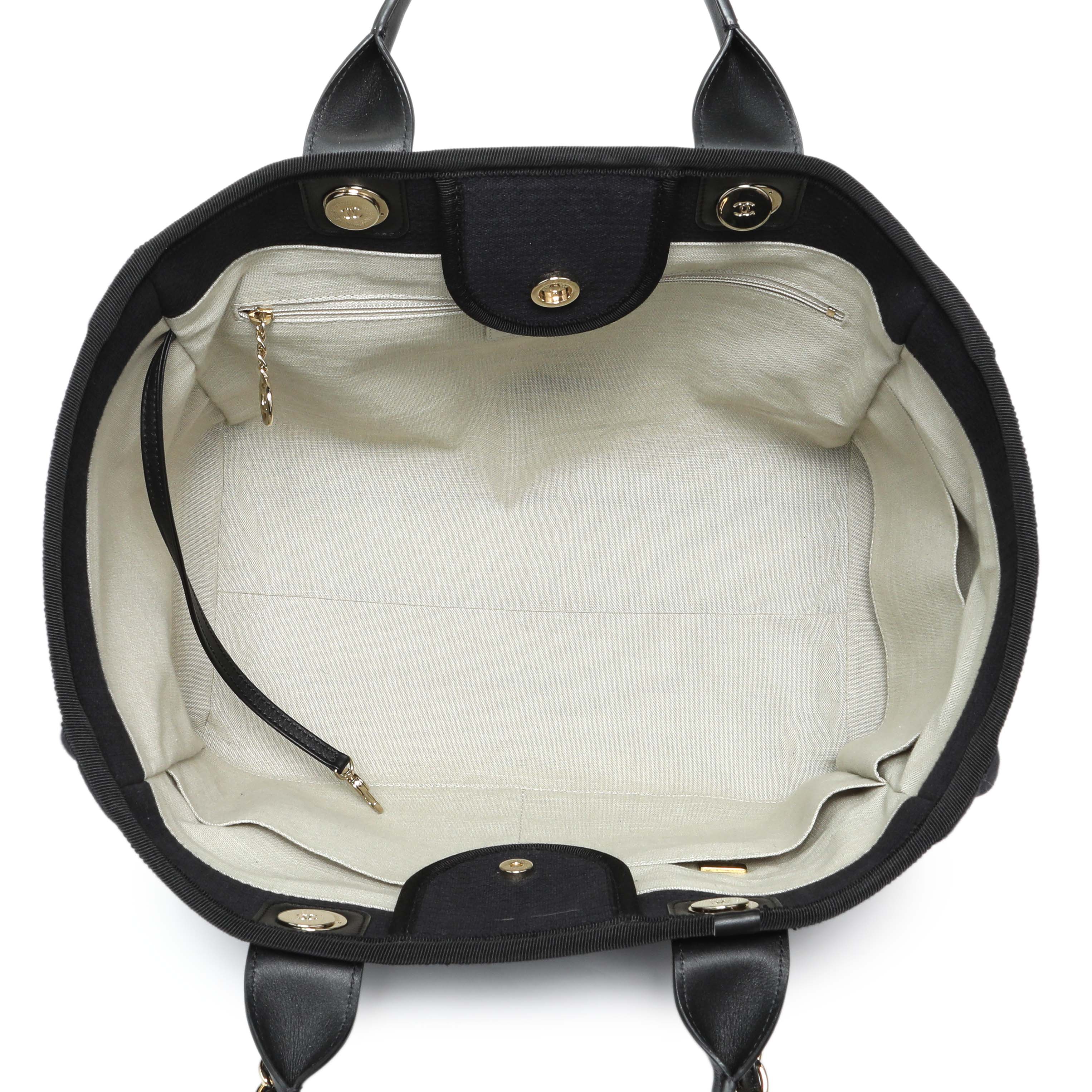 Chanel Black Mixed Fibers Medium Deauville Tote - Image 8