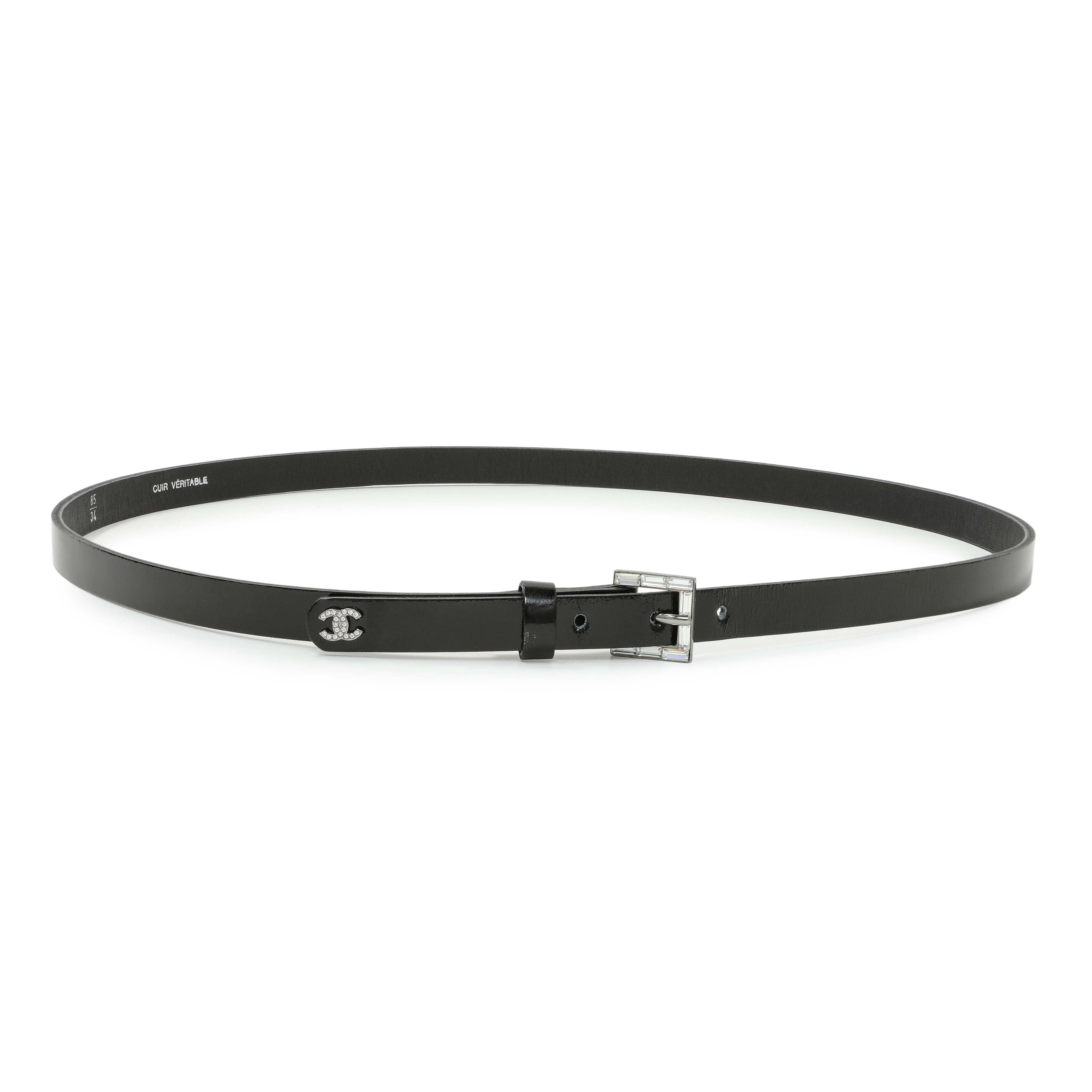 Chanel Black Patent Strass Crystal Belt