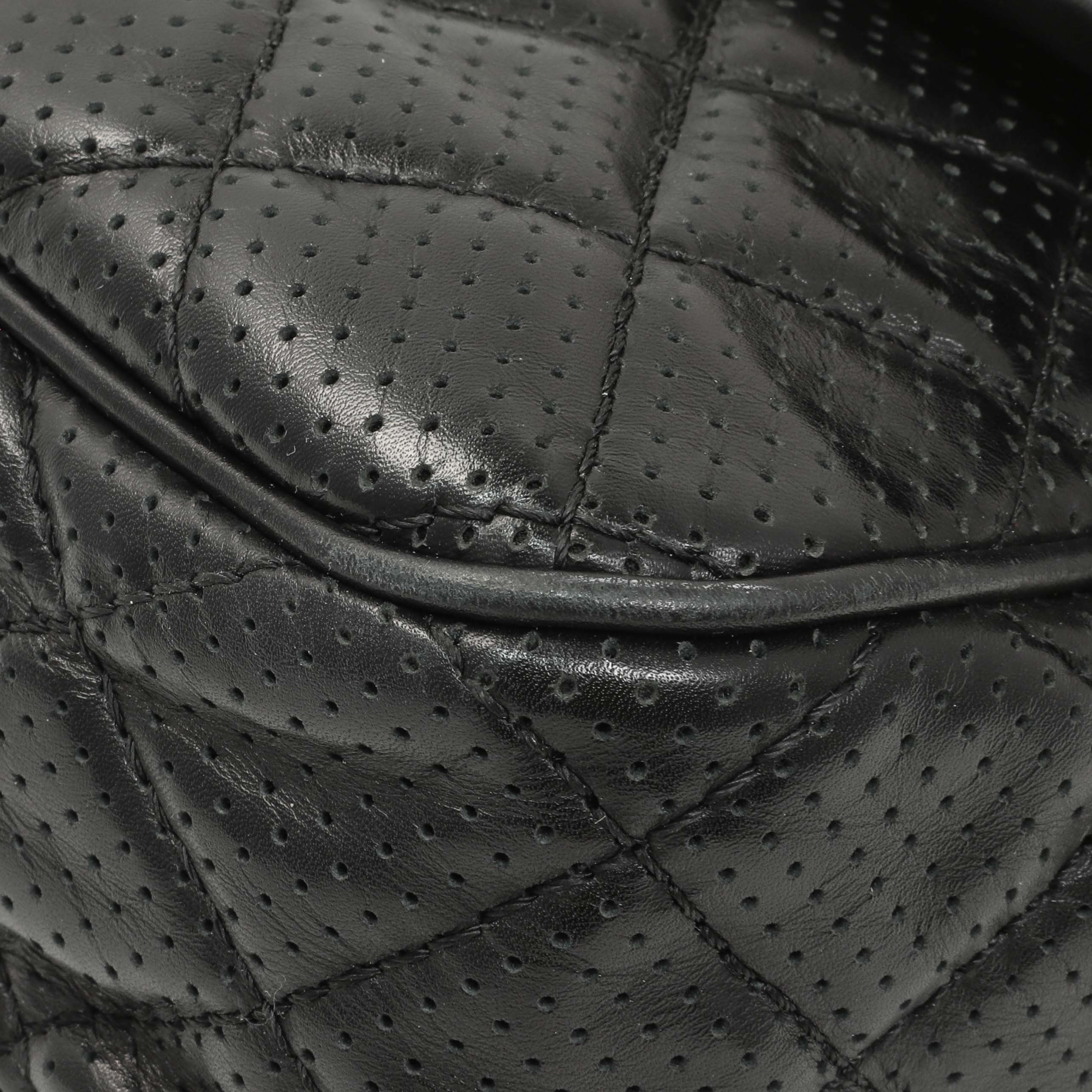 Chanel Black Perforated Lambskin Punch Flap - Image 5