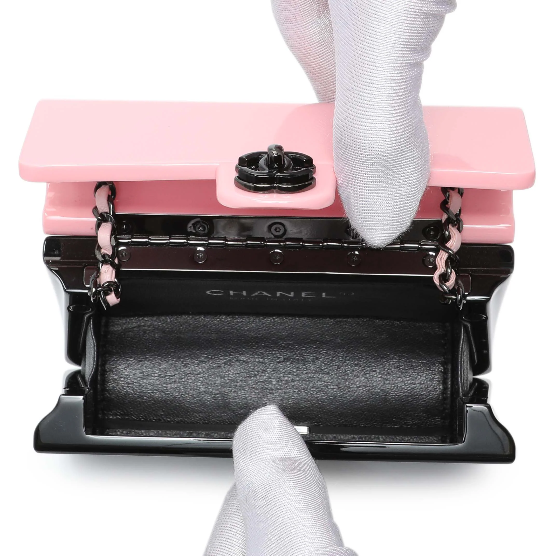Chanel Black Pink Plexiglass Plexi Coco Bag - Image 4