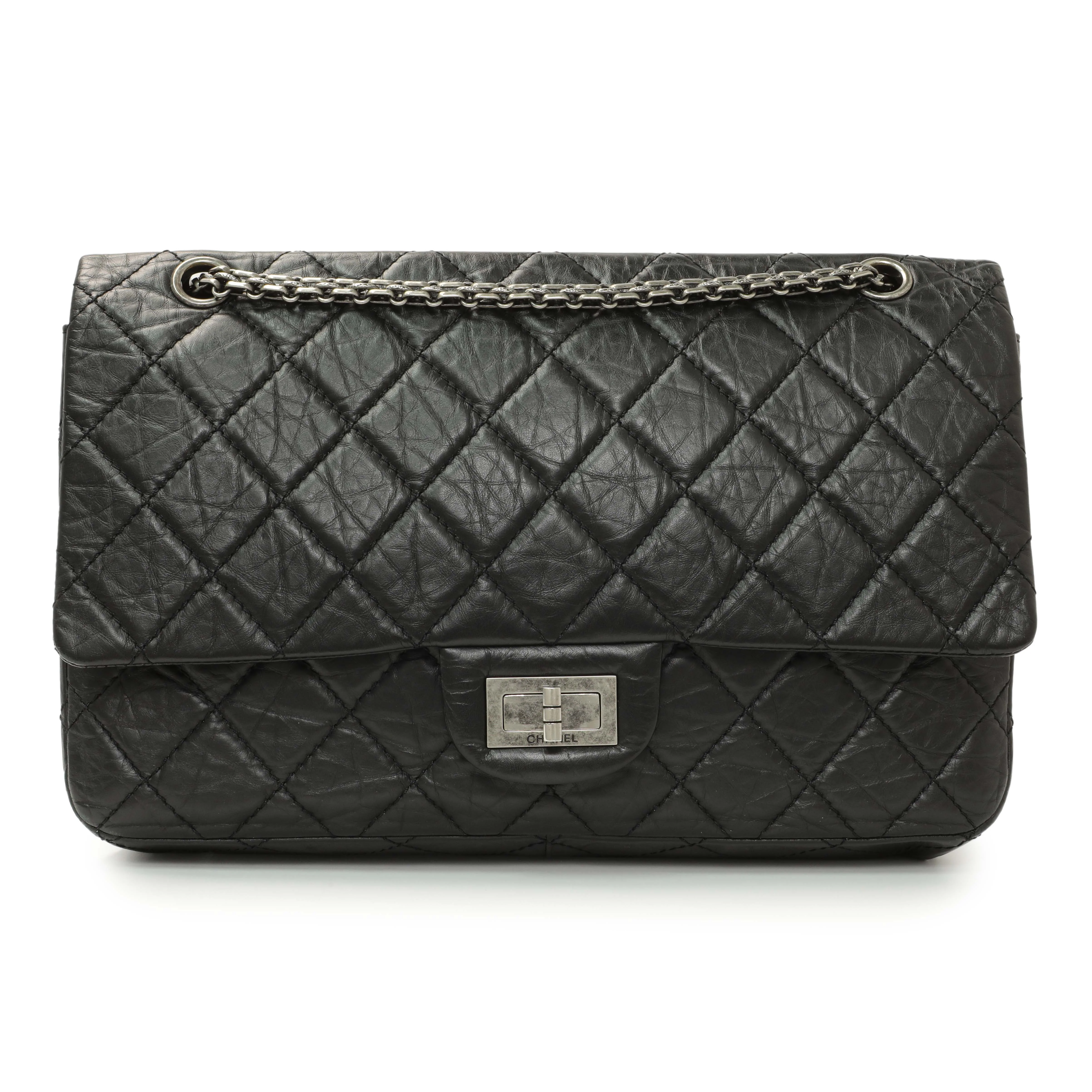 Chanel Black Quilted Aged Calfskin 2.55 Reissue 227 Flap