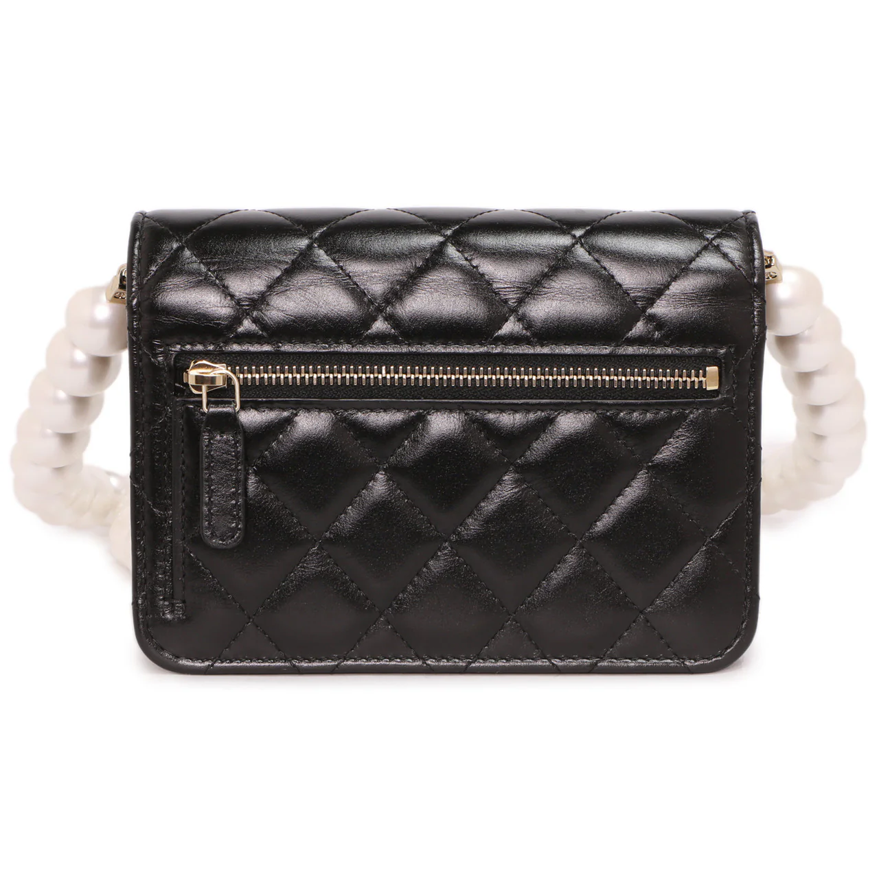 Chanel Black Quilted Calfskin Mini Maxi Pearls Wallet On Chain WOC - Image 3