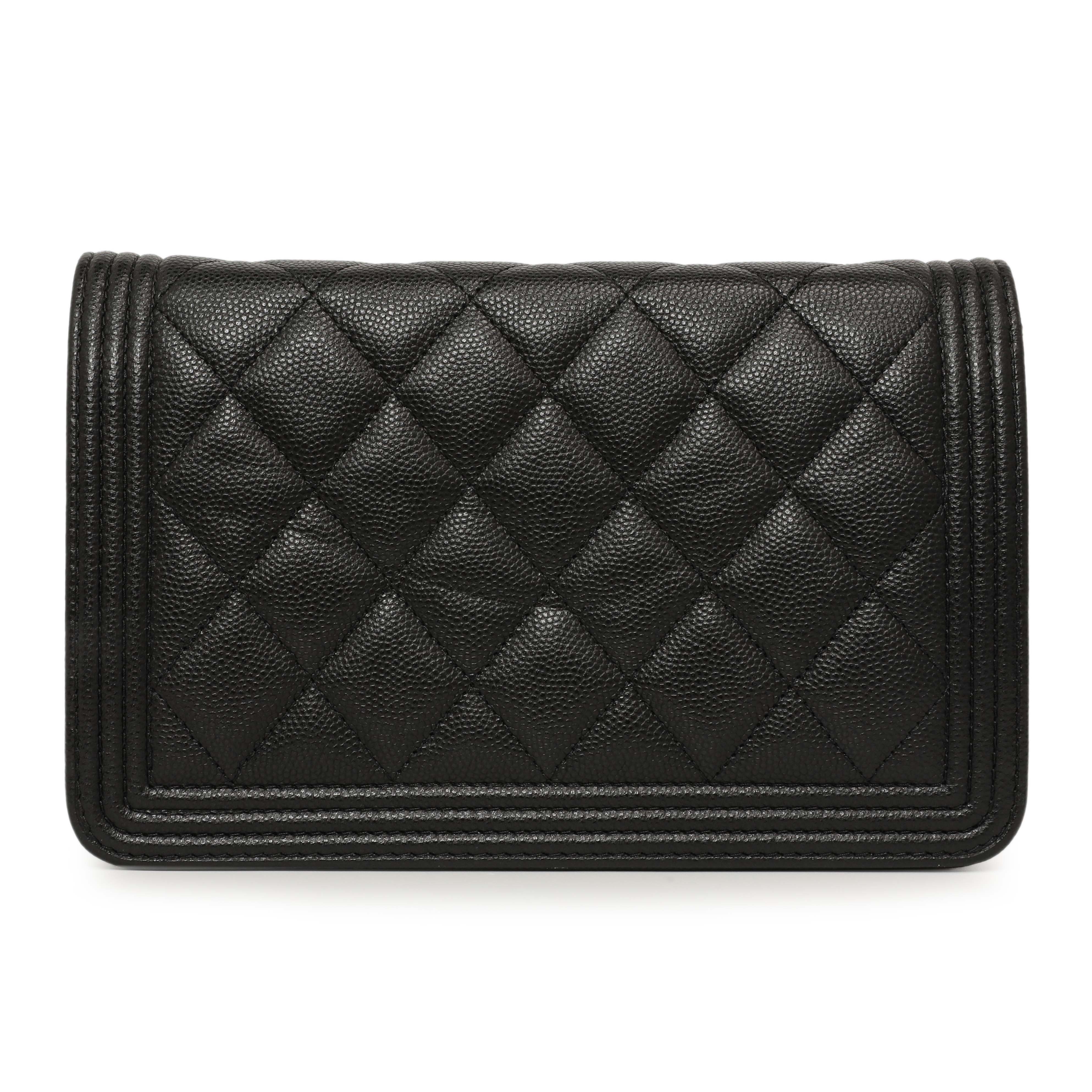 Chanel Black Quilted Caviar Boy Wallet On Chain WOC - Image 3