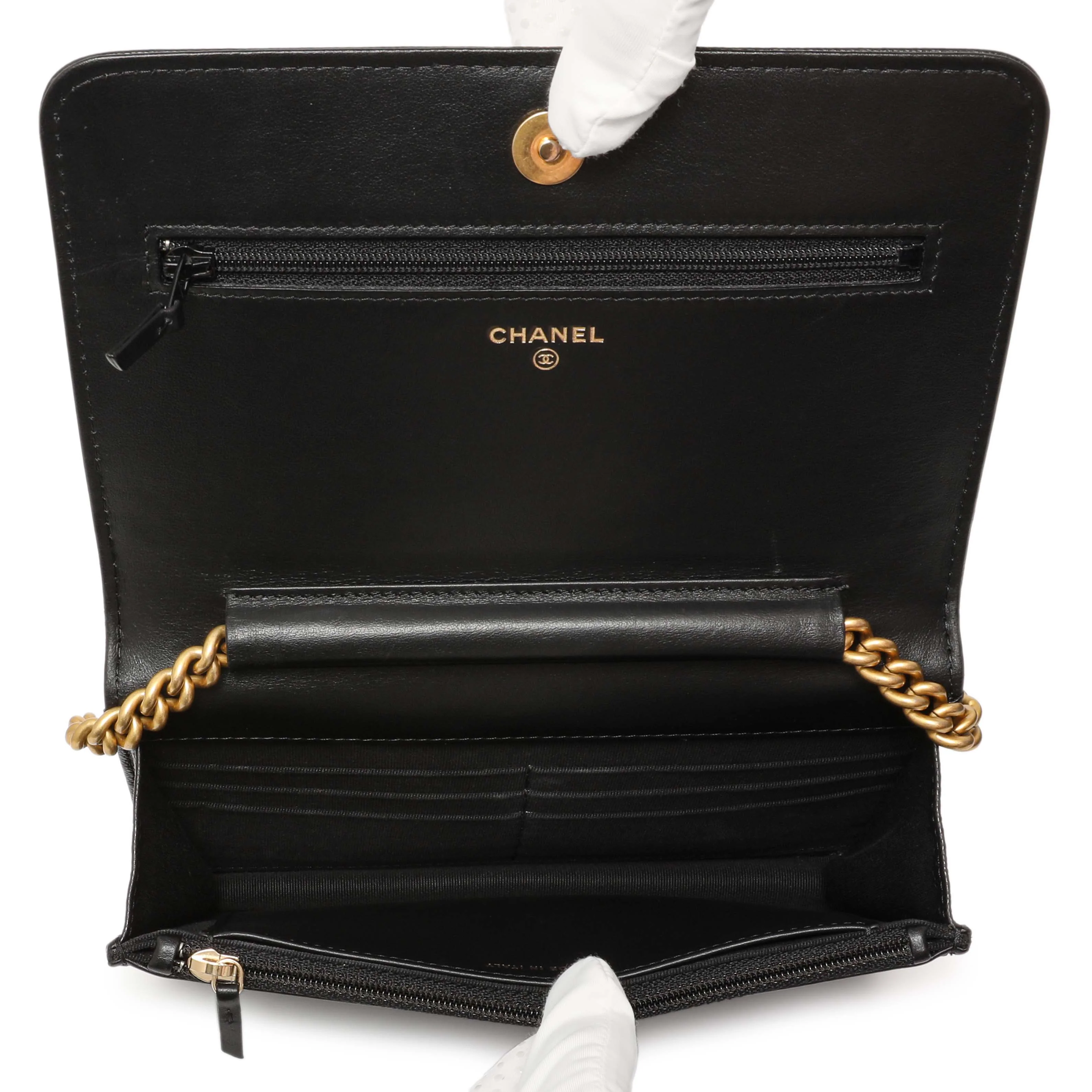 Chanel Black Quilted Caviar Boy Wallet On Chain WOC - Image 5