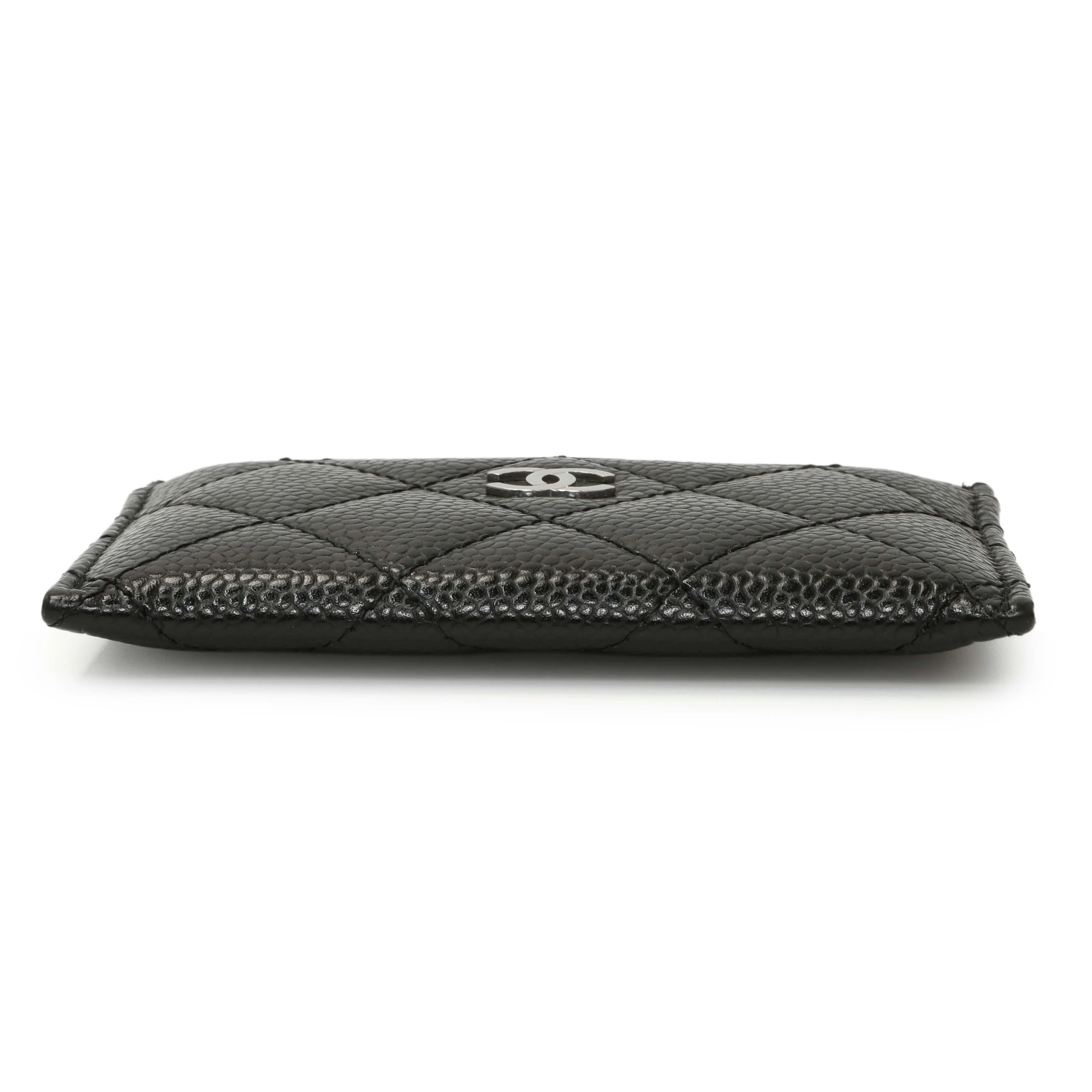 Chanel Black Quilted Caviar Card Holder - Image 3