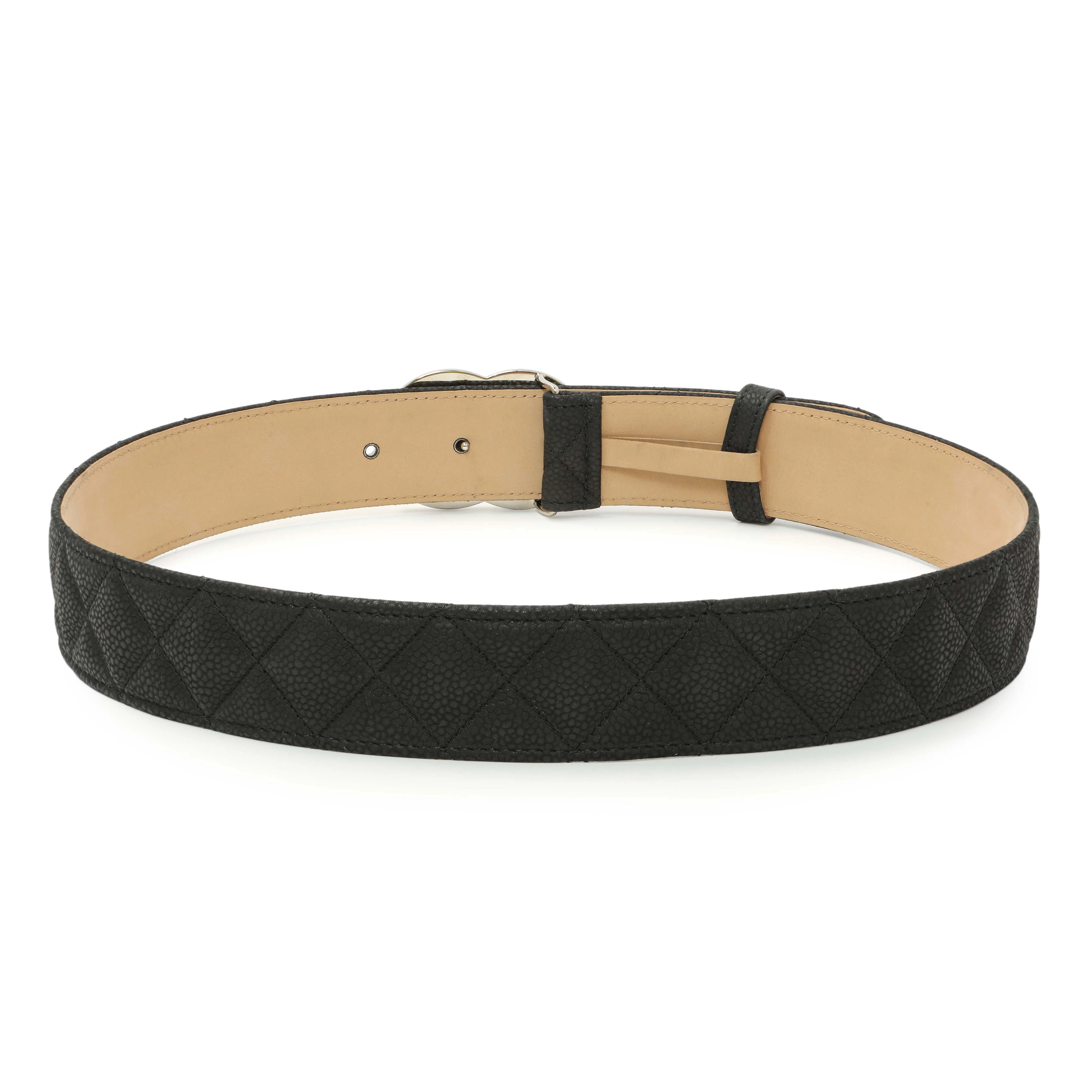Chanel Black Quilted Caviar CC Belt - Image 2