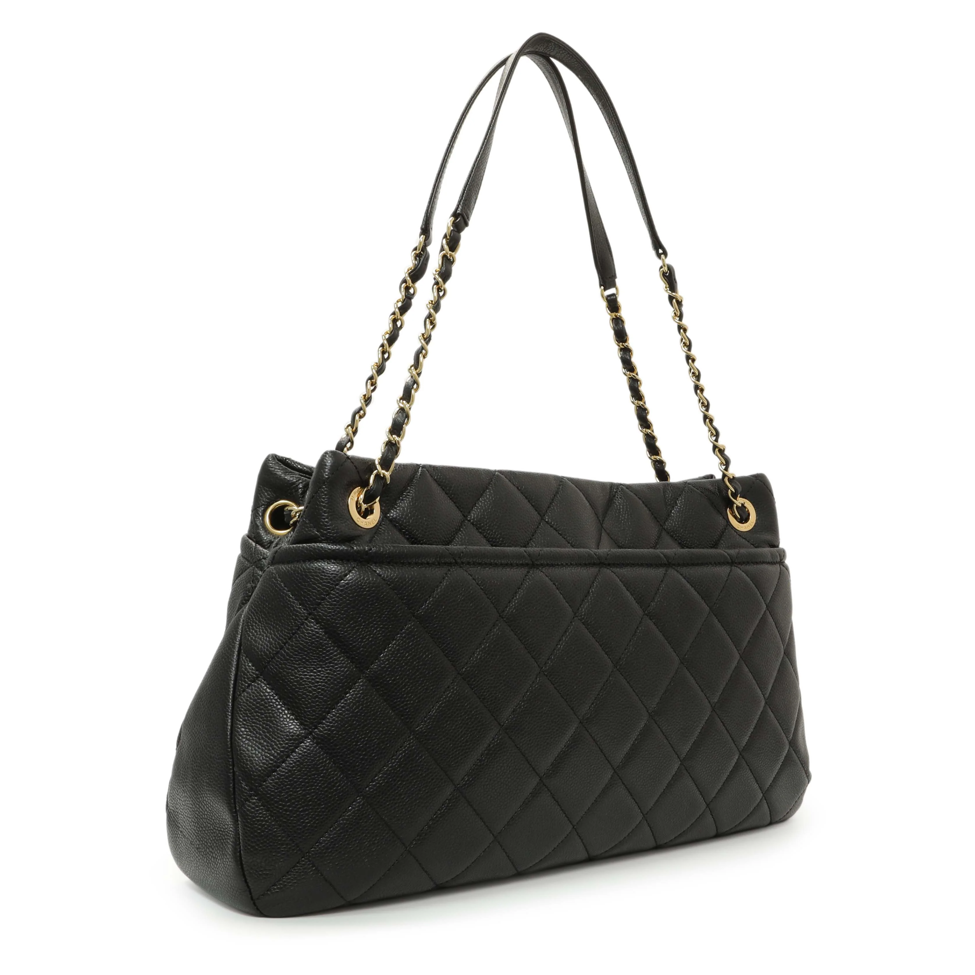 Chanel Black Quilted Caviar CC Timeless Soft Tote - Image 2
