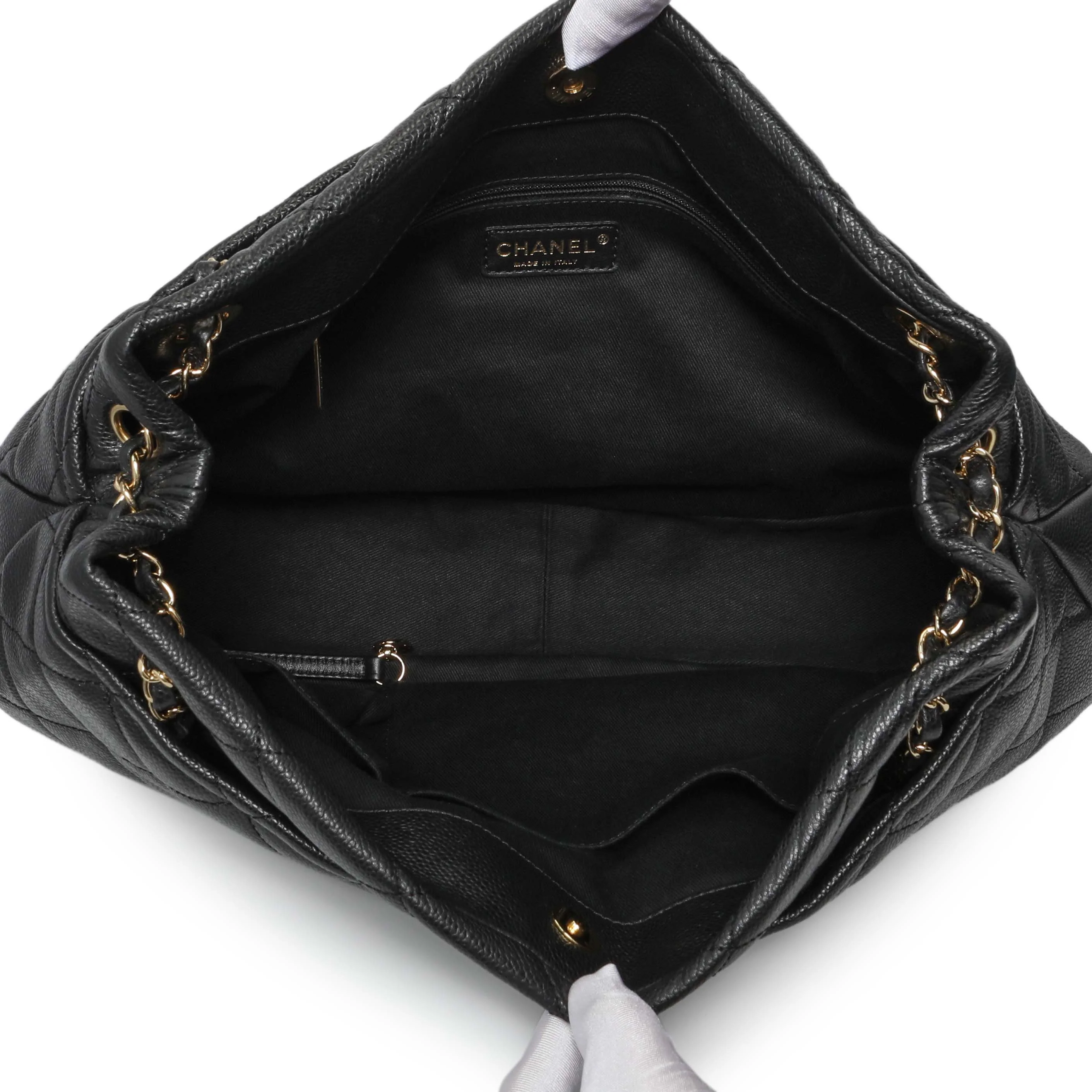 Chanel Black Quilted Caviar CC Timeless Soft Tote - Image 4