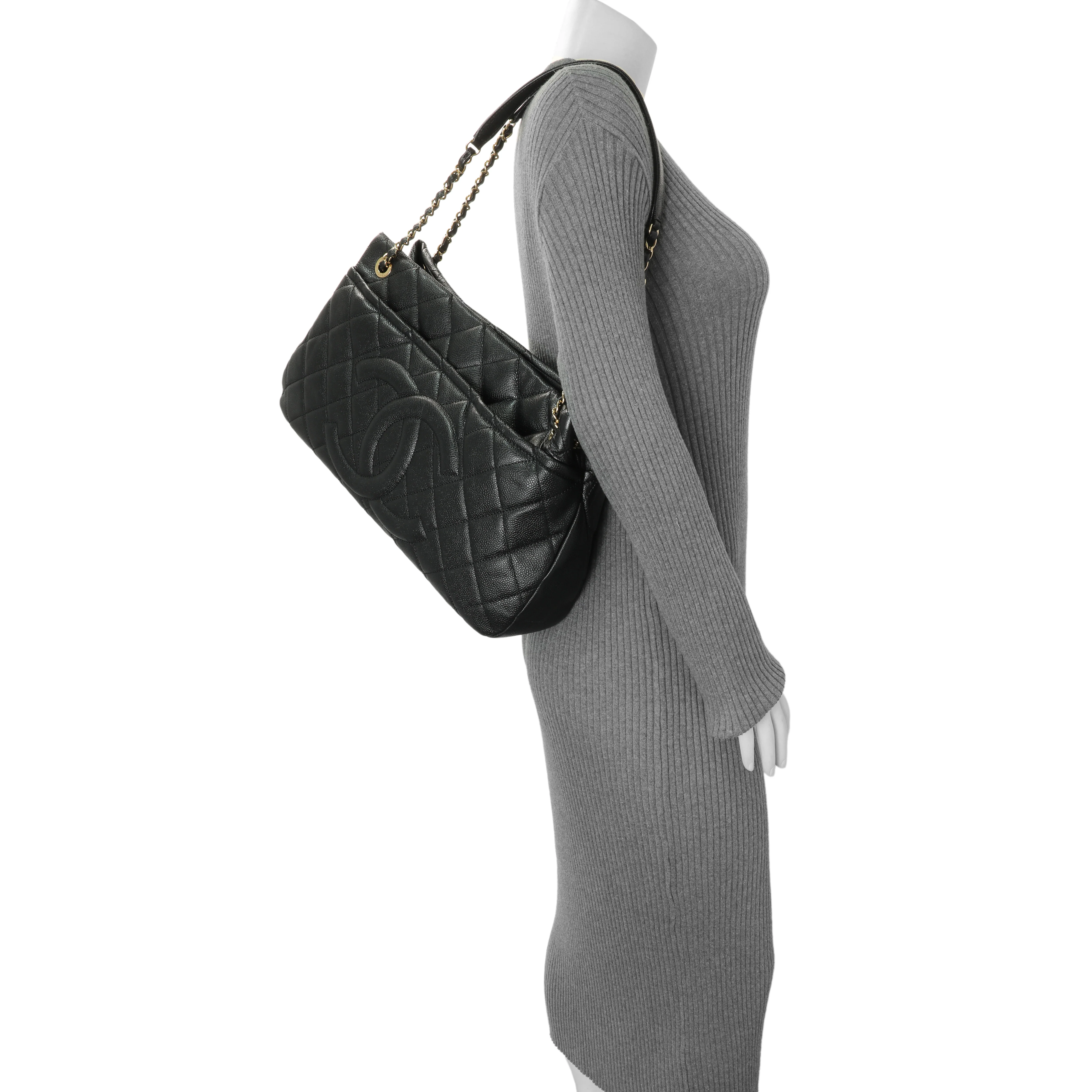 Chanel Black Quilted Caviar CC Timeless Soft Tote - Image 7