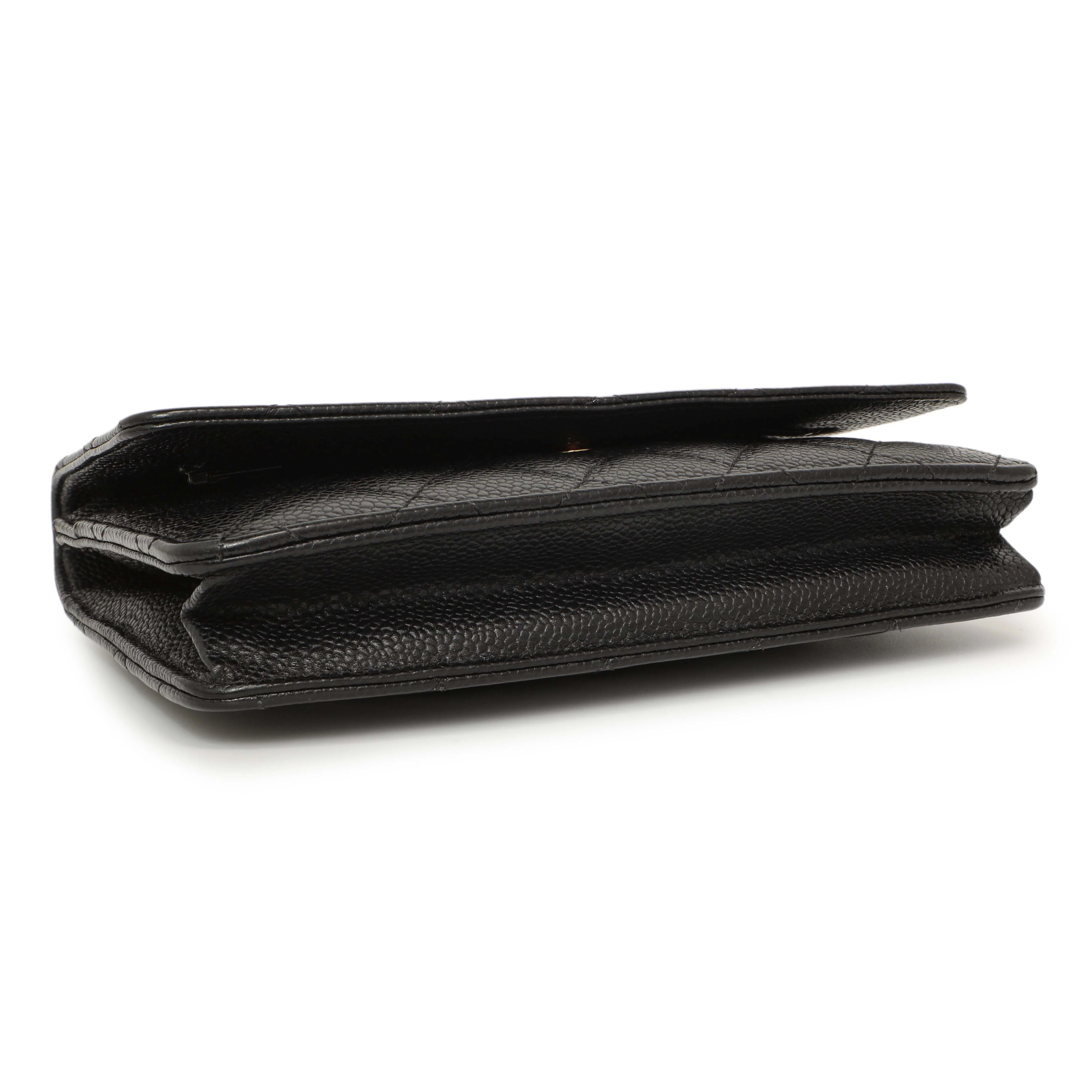 Chanel Black Quilted Caviar Classic Wallet on Chain WOC - Image 3