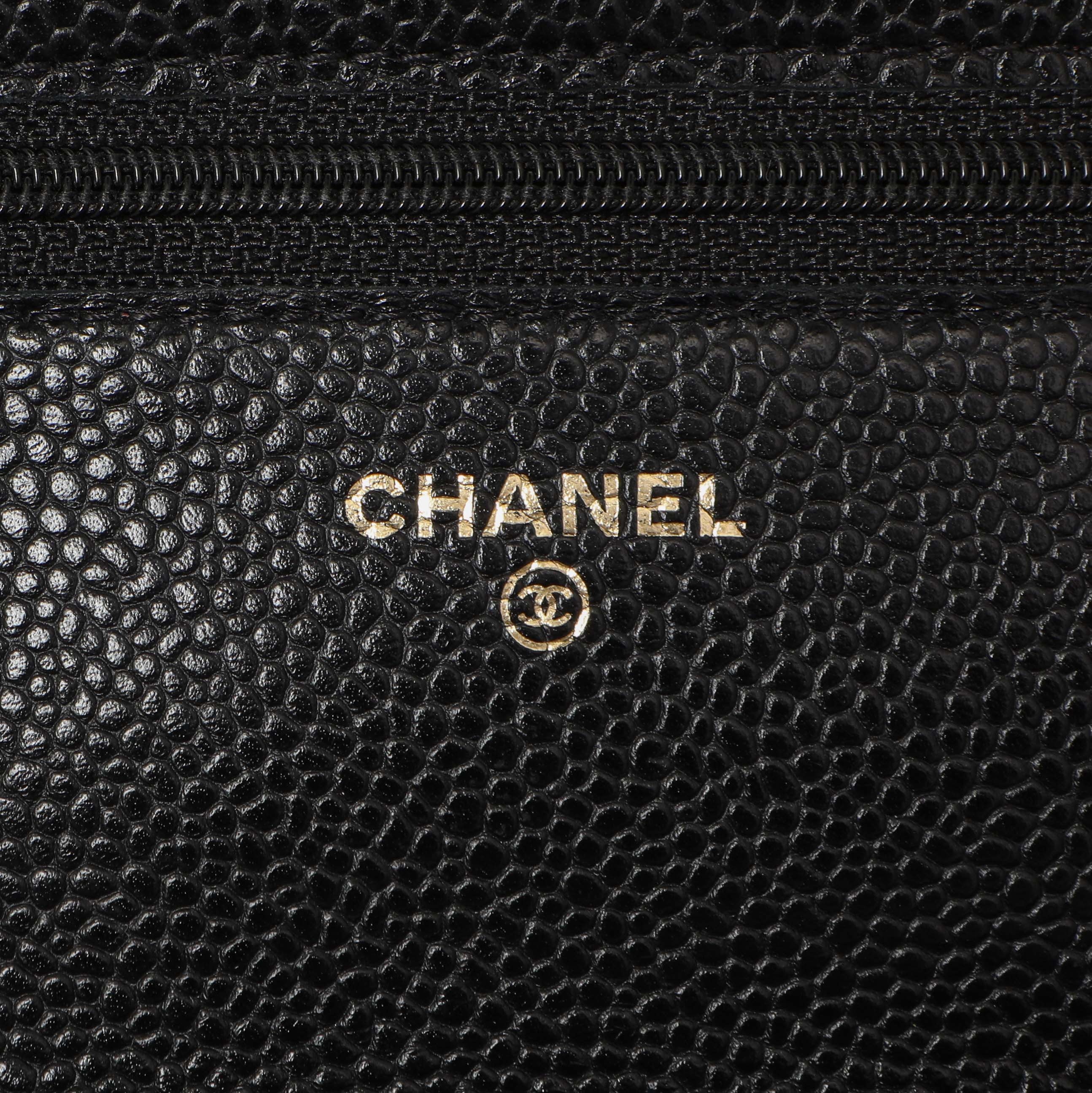 Chanel Black Quilted Caviar Classic Wallet on Chain WOC - Image 5