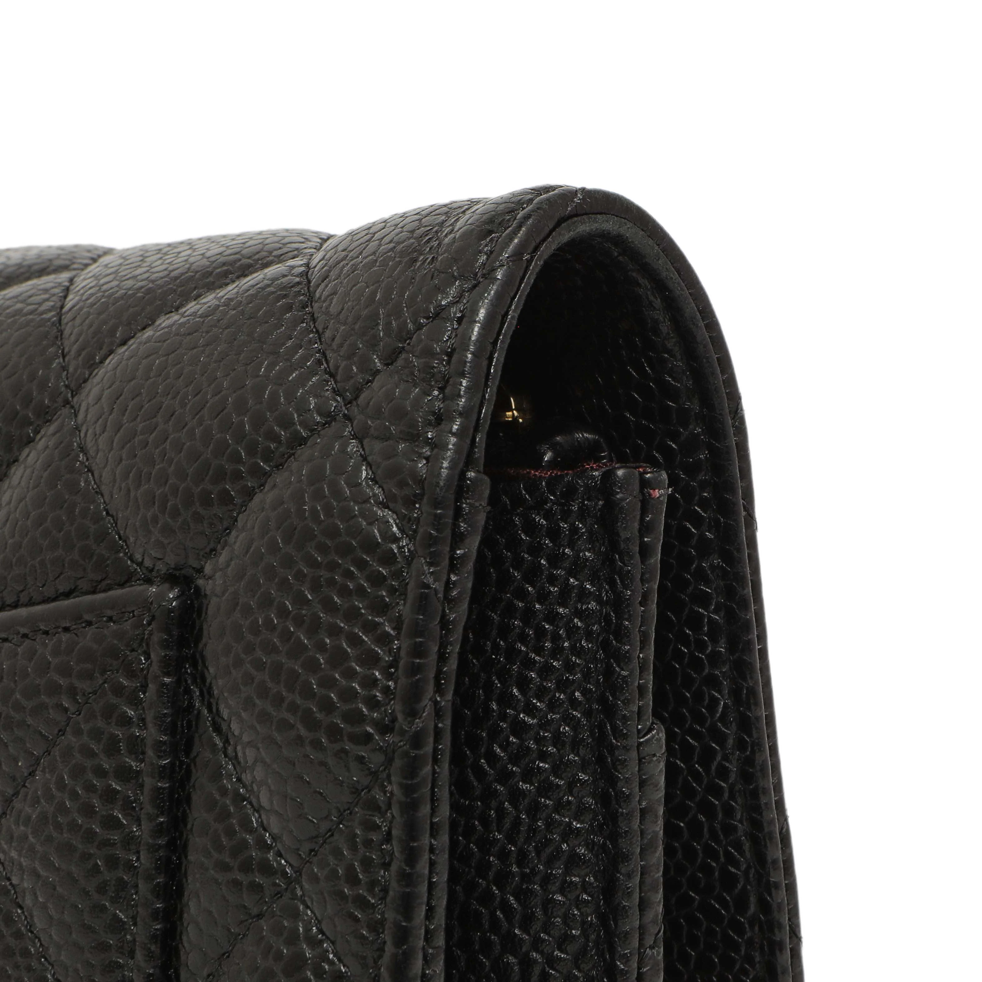 Chanel Black Quilted Caviar Classic Wallet on Chain WOC - Image 8