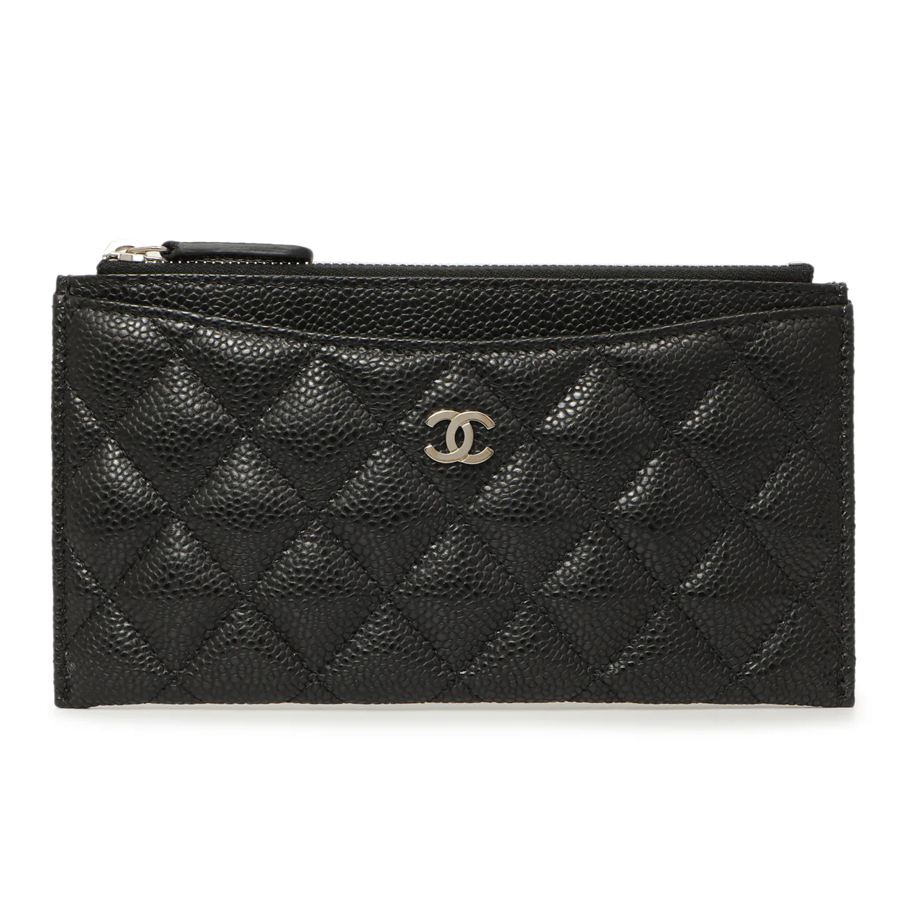 Chanel Black Quilted Caviar Classic Zip Pouch