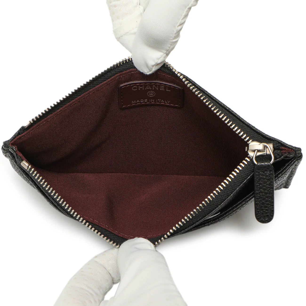 Chanel Black Quilted Caviar Classic Zip Pouch - Image 4