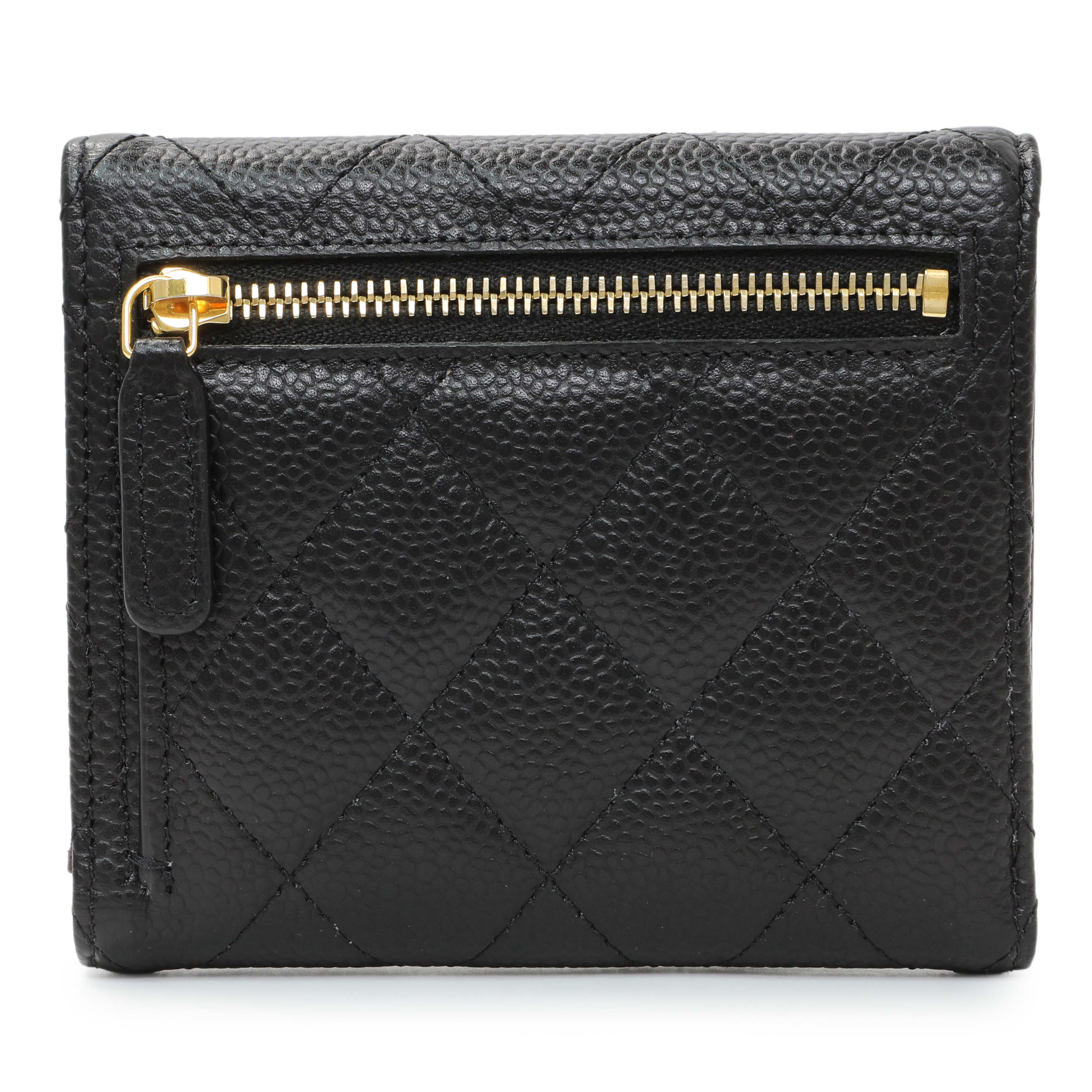 Chanel Black Quilted Caviar Compact Flap Wallet - Image 2