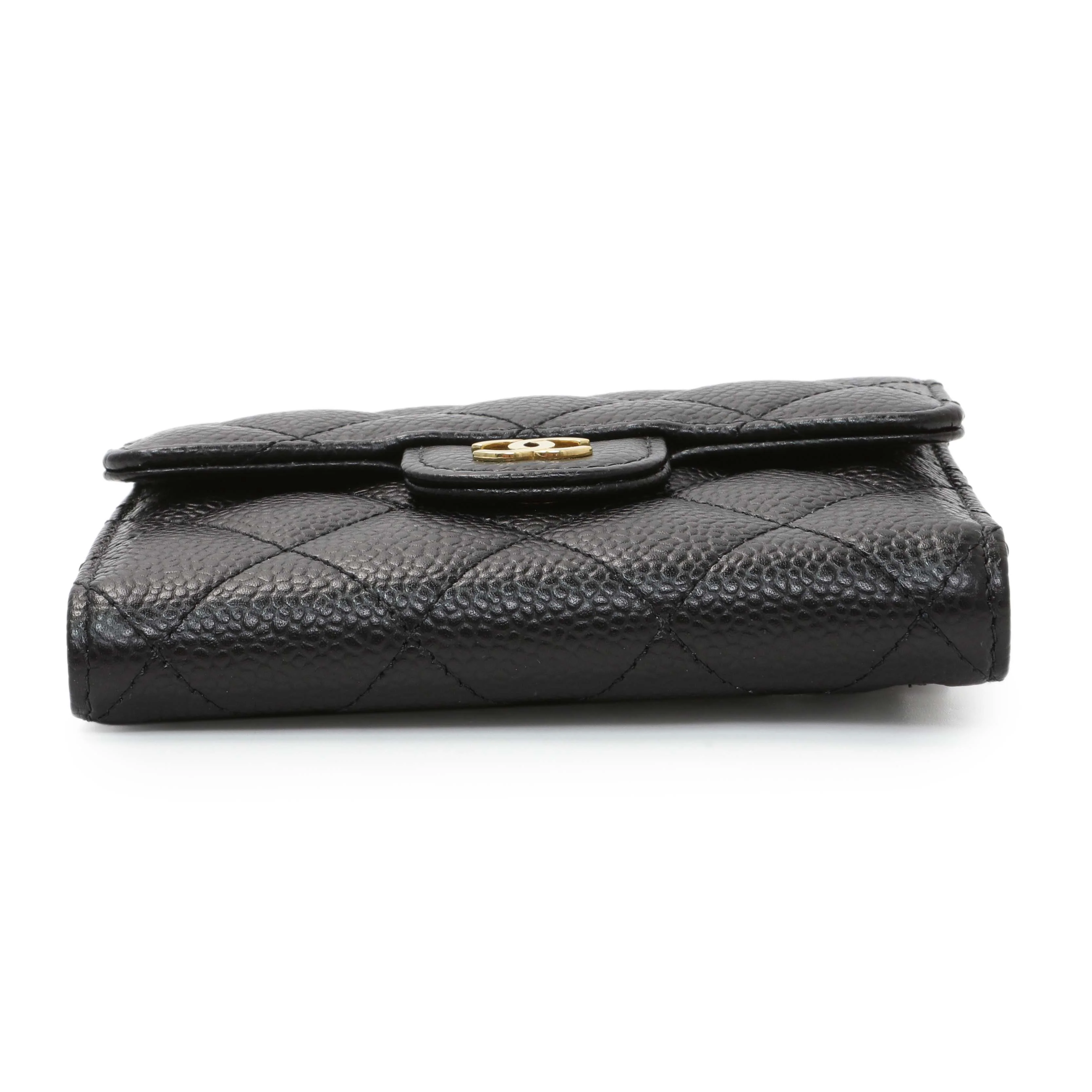 Chanel Black Quilted Caviar Compact Flap Wallet - Image 3
