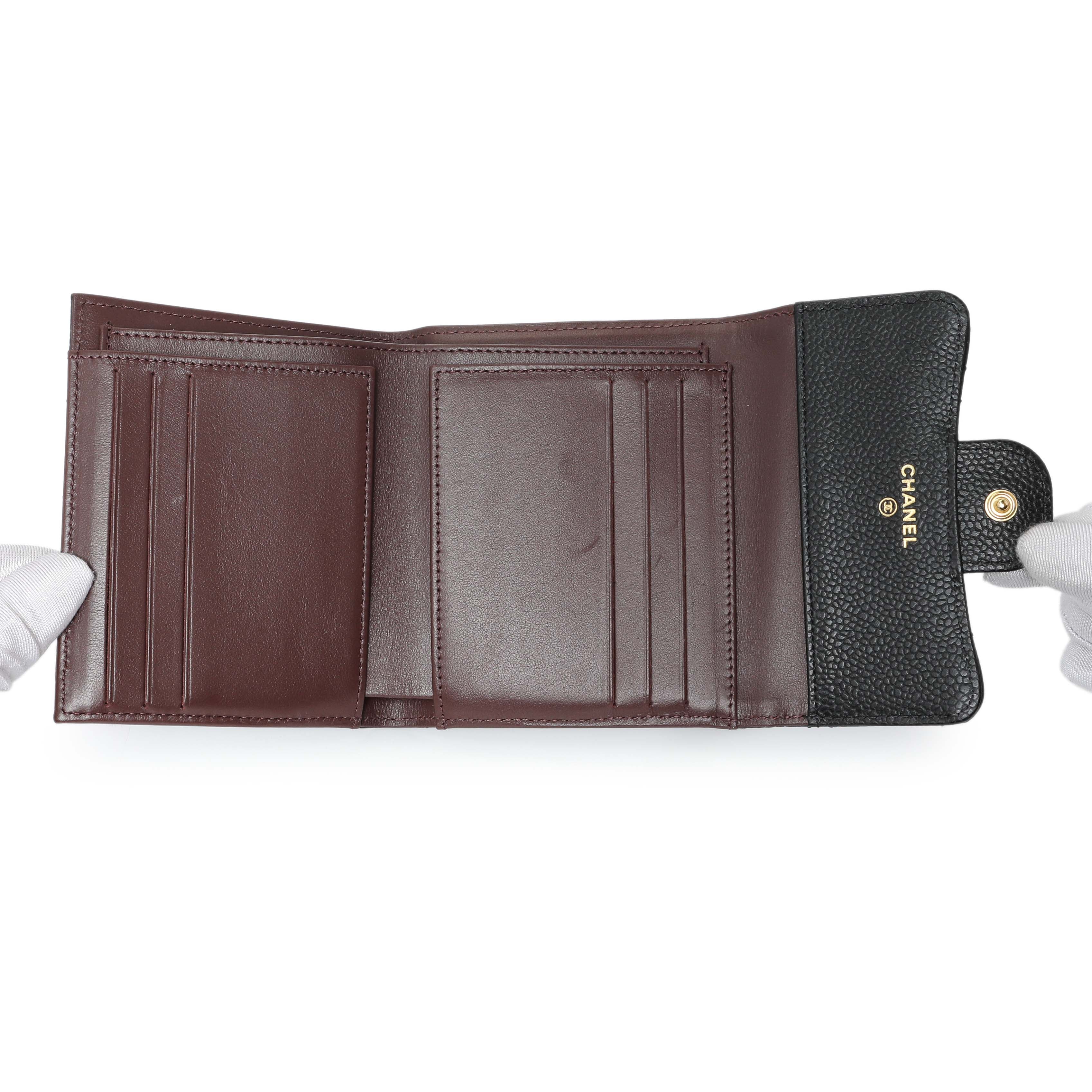 Chanel Black Quilted Caviar Compact Flap Wallet - Image 4