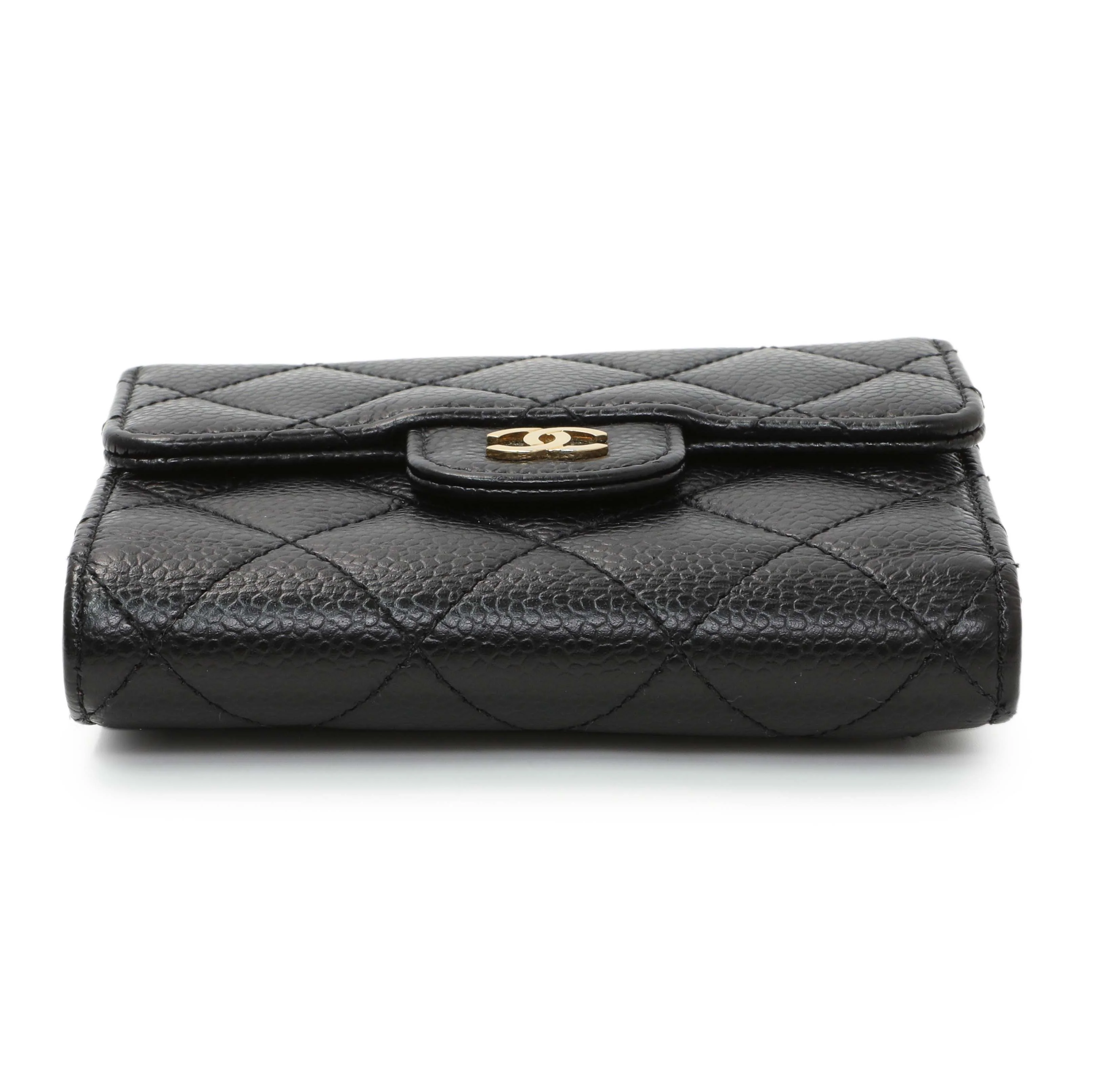 Chanel Black Quilted Caviar Compact Flap Wallet - Image 3