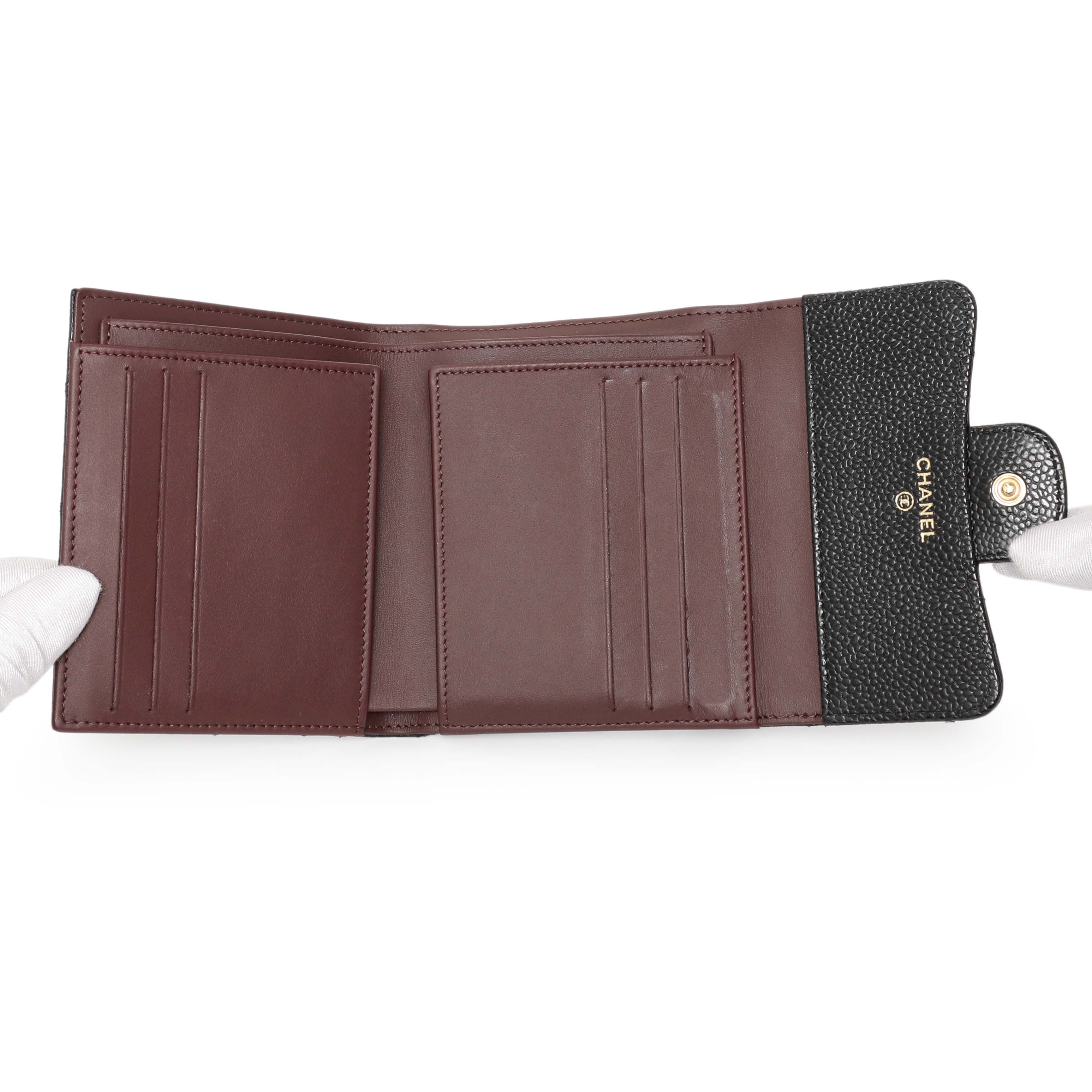 Chanel Black Quilted Caviar Compact Flap Wallet - Image 4
