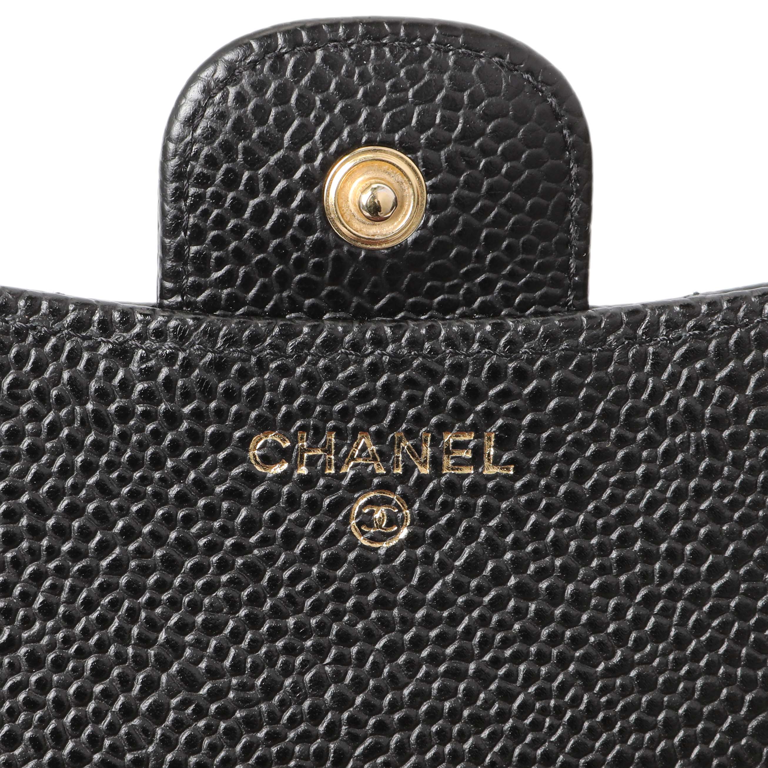 Chanel Black Quilted Caviar Compact Flap Wallet - Image 5
