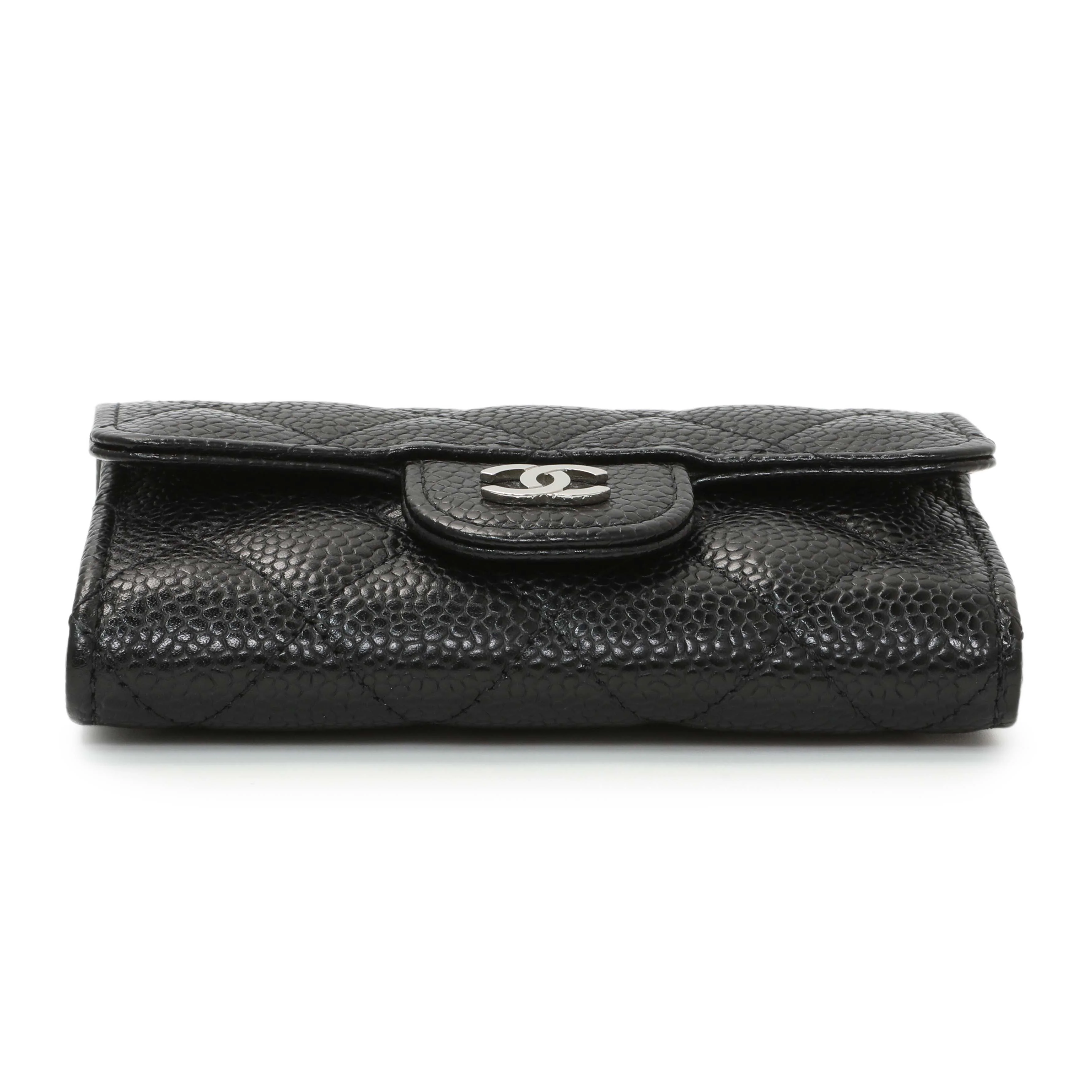 Chanel Black Quilted Caviar Flap Card Holder - Image 3