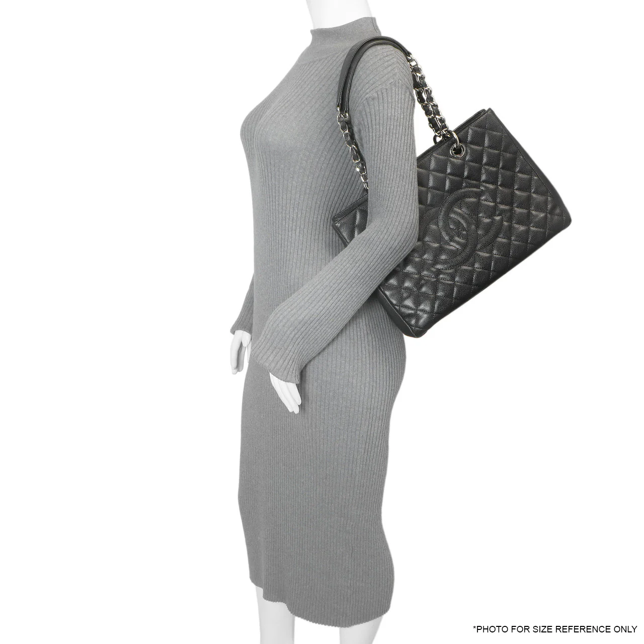 Chanel Black Quilted Caviar Grand Shopping Tote GST - Image 11