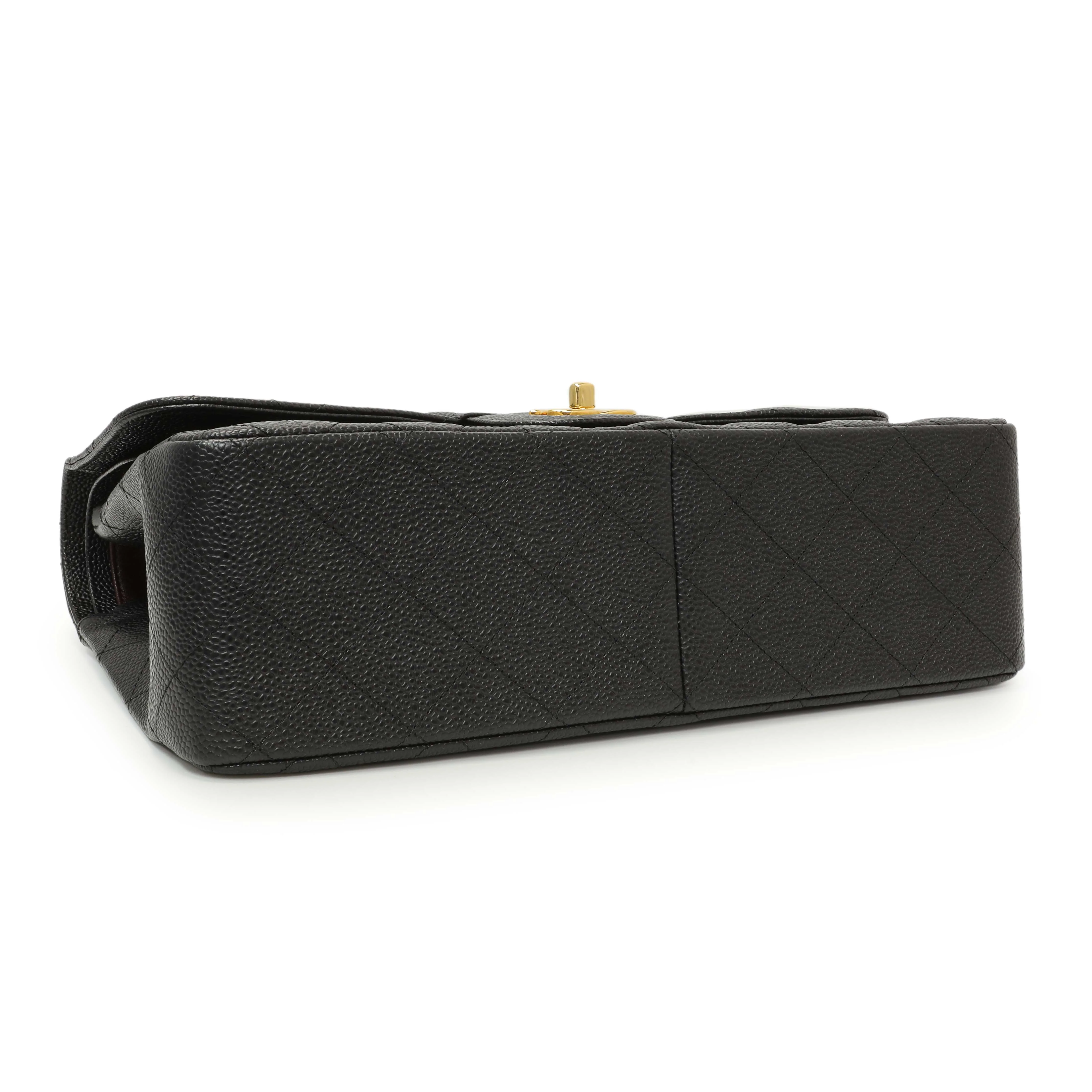 Chanel Black Quilted Caviar Jumbo Classic Double Flap - Image 3