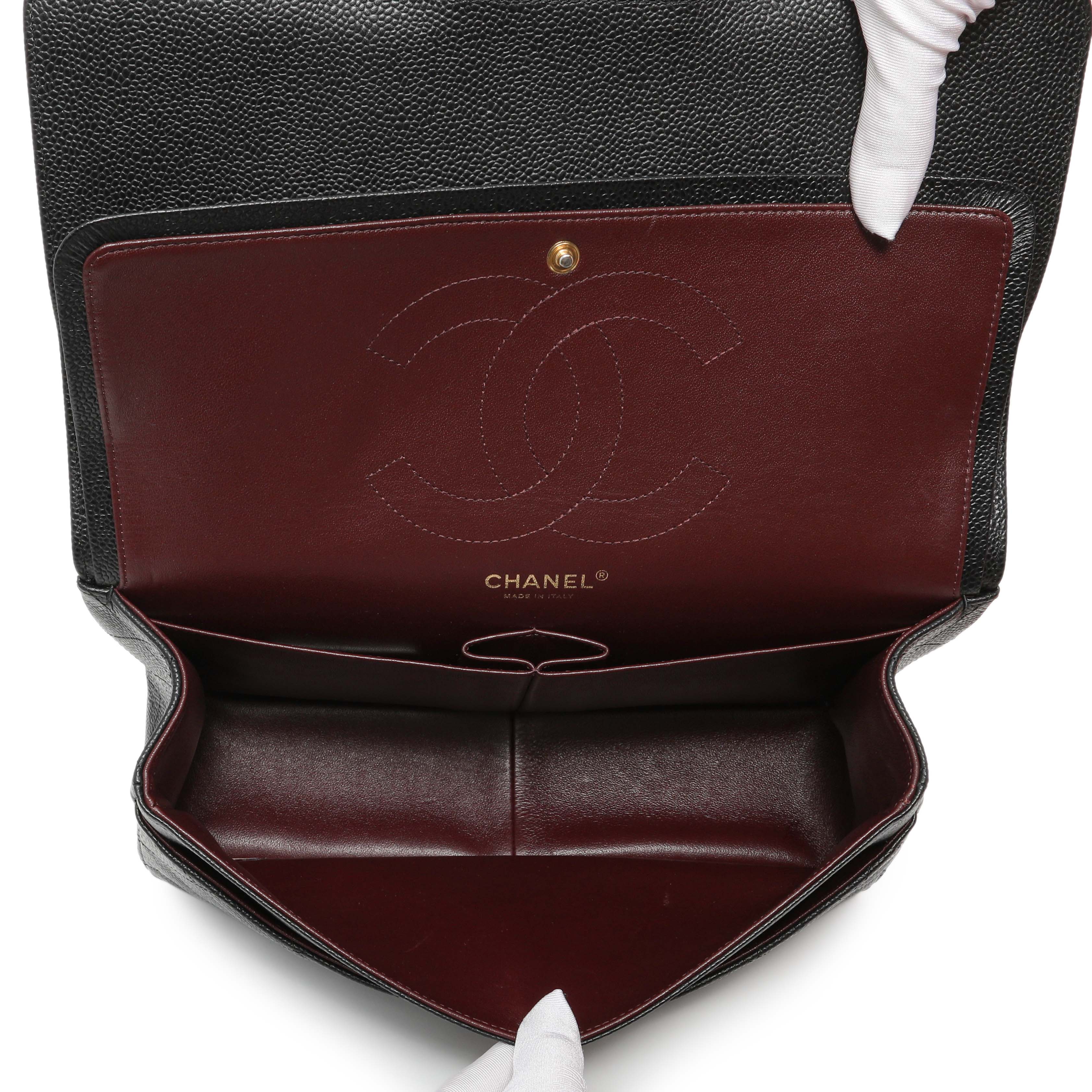 Chanel Black Quilted Caviar Jumbo Classic Double Flap - Image 5