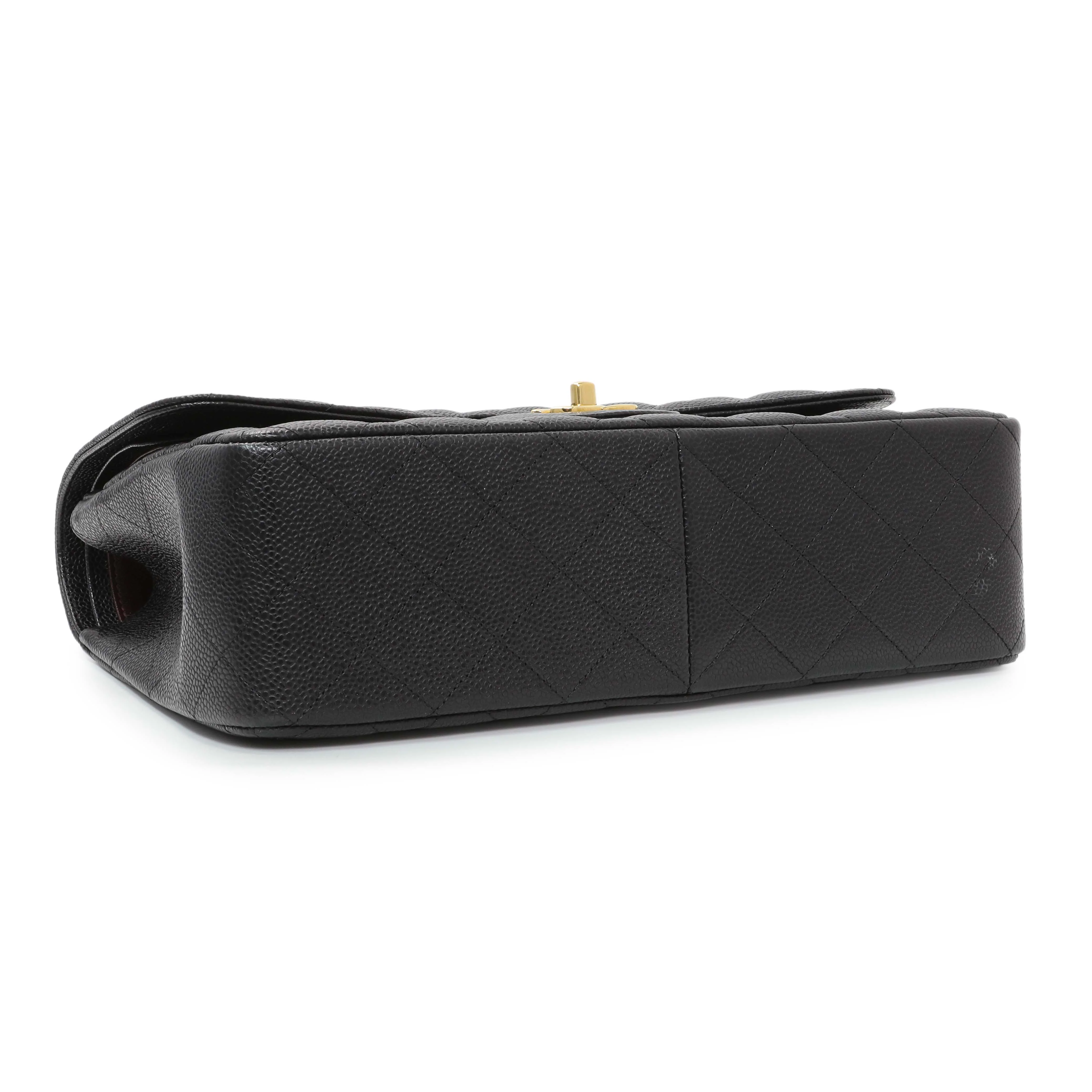 Chanel Black Quilted Caviar Jumbo Classic Double Flap - Image 3